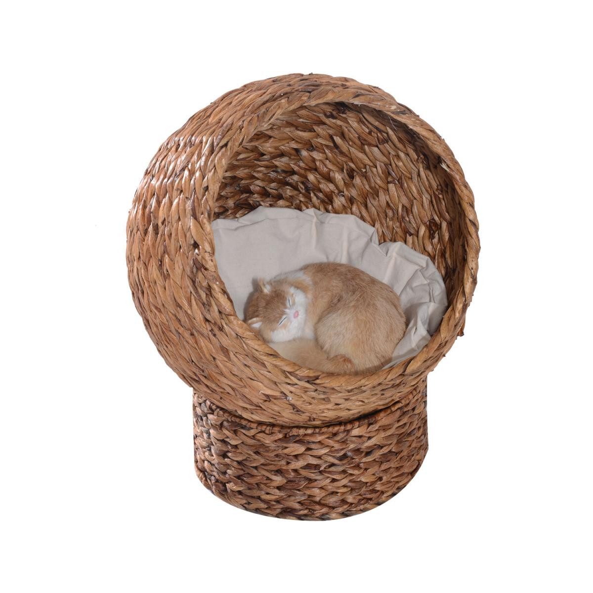 FELIXLEO Tierhaus Rattan Katzenkorb Katzenhöhle Katzenhütte Braun 50 x 42 x 60 cm