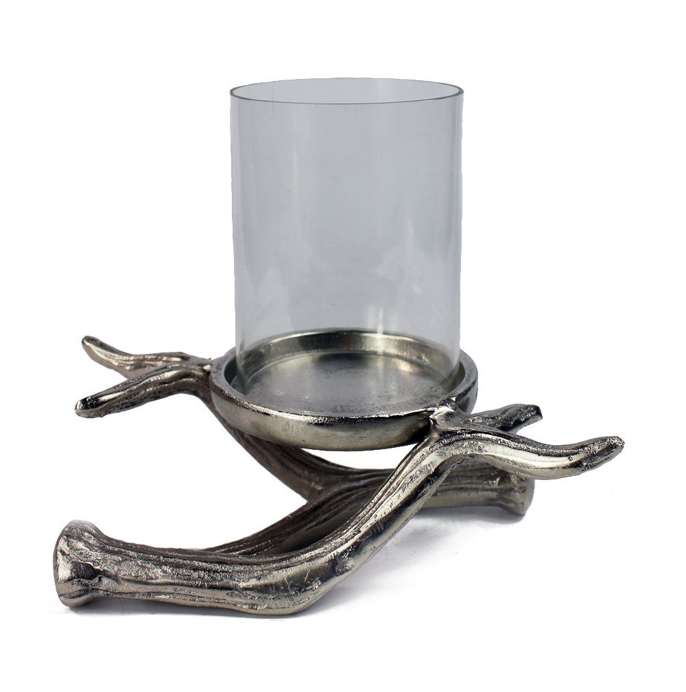 Arnusa Kerzenhalter Kerzenhalter Geweih silber Aluminium 24x19 cm, Kerzenständer edel Teelichthalter