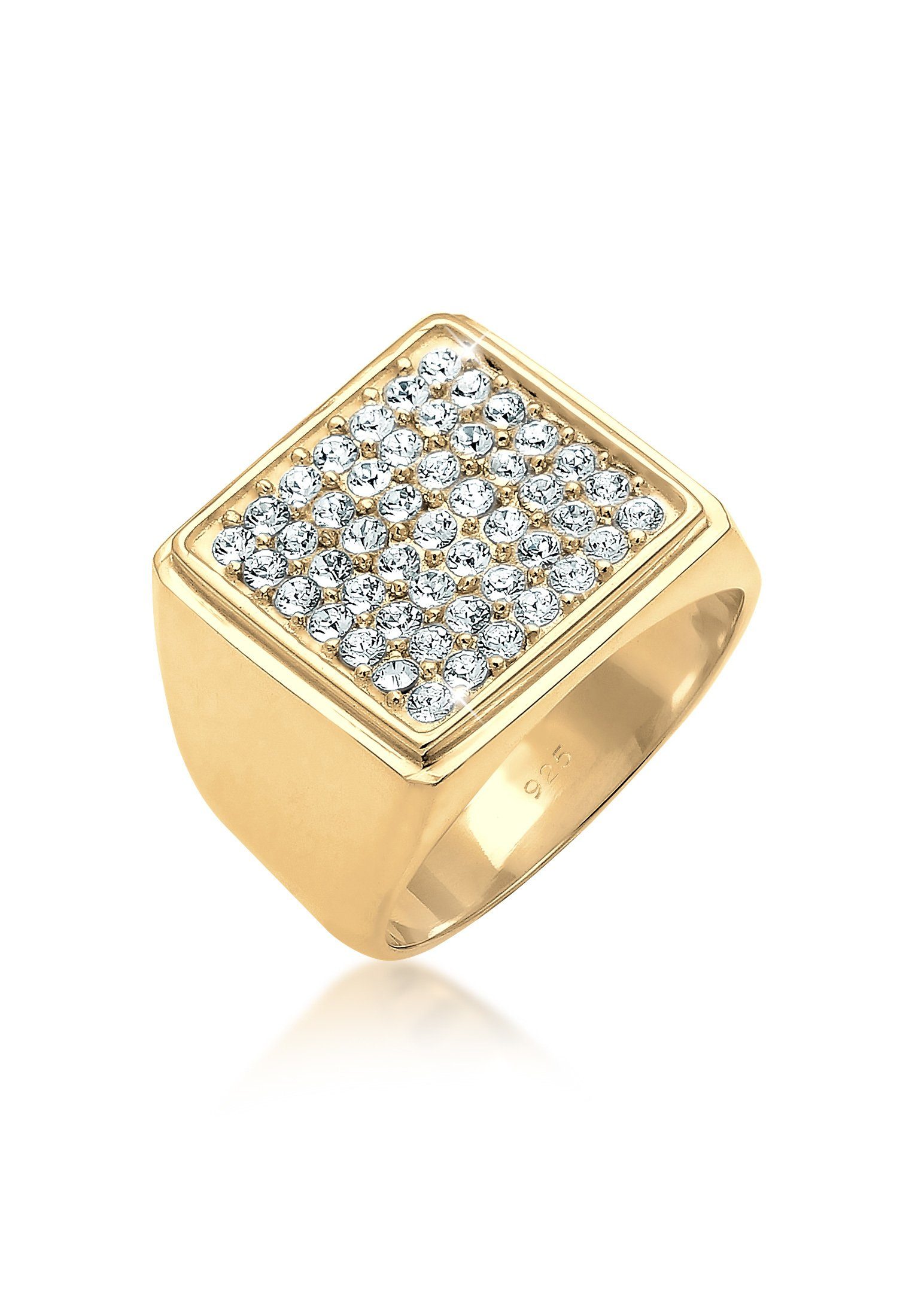 Elli Premium Siegelring Siegelring Geo Kristalle 925 Silber