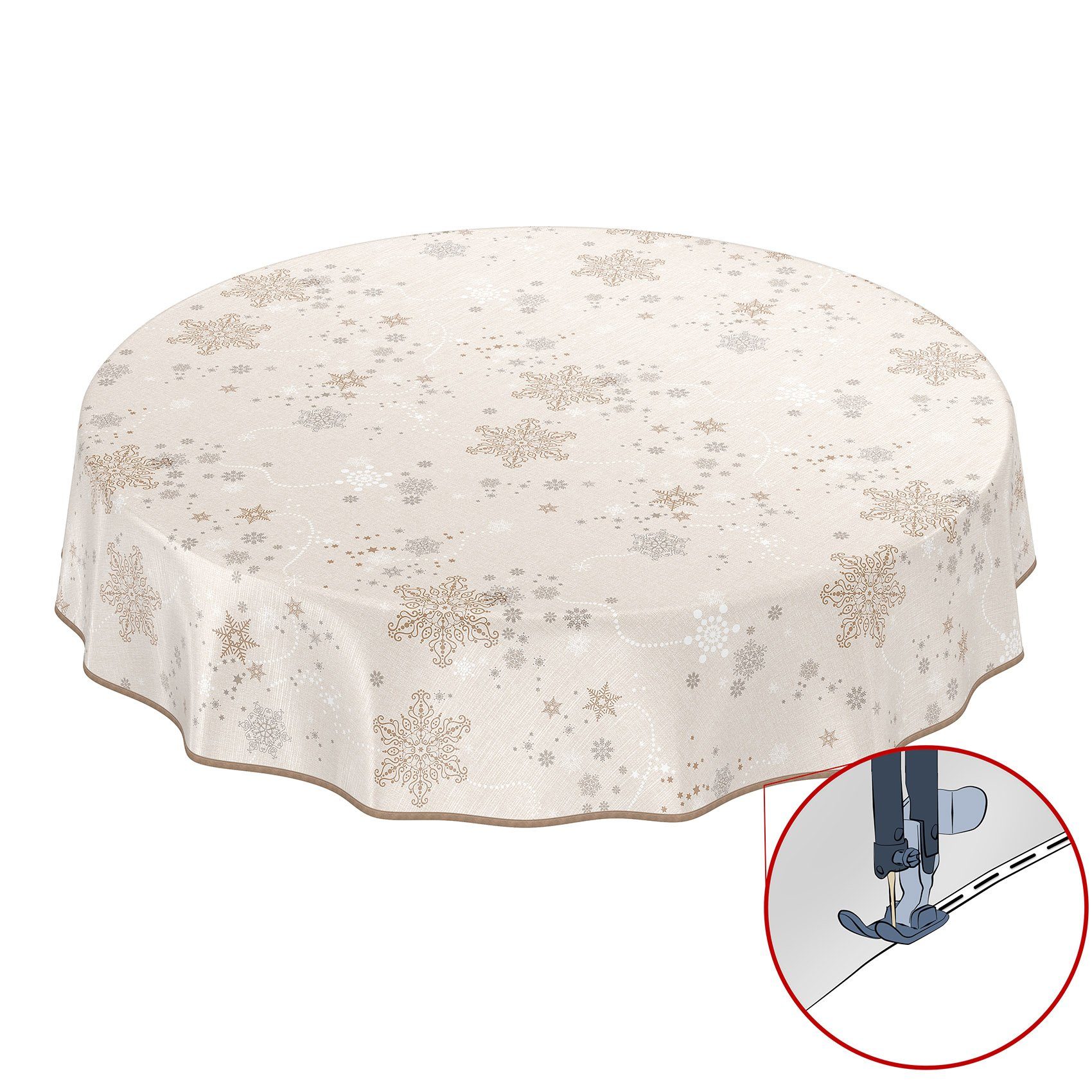 ANRO Tischdecke Wachstuch 2.0 abwaschbar (Einzelstück 1-tlg), Geprägt Rund günstig online kaufen