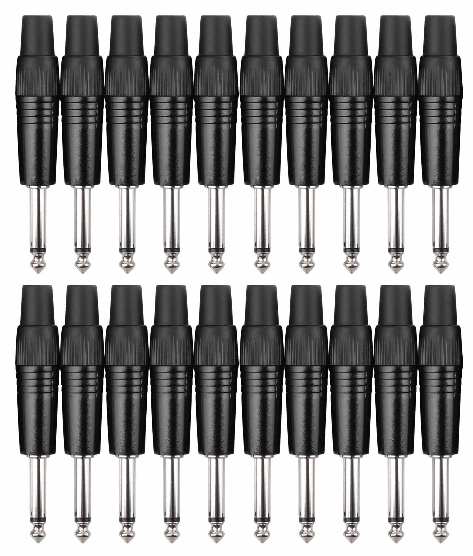 Pronomic Затыкатьset 6,3mm Klinke 20 Stück Audio-Adapter 6,3 mm Джек штекер mono, stabiles Druckguss-Gehäuse