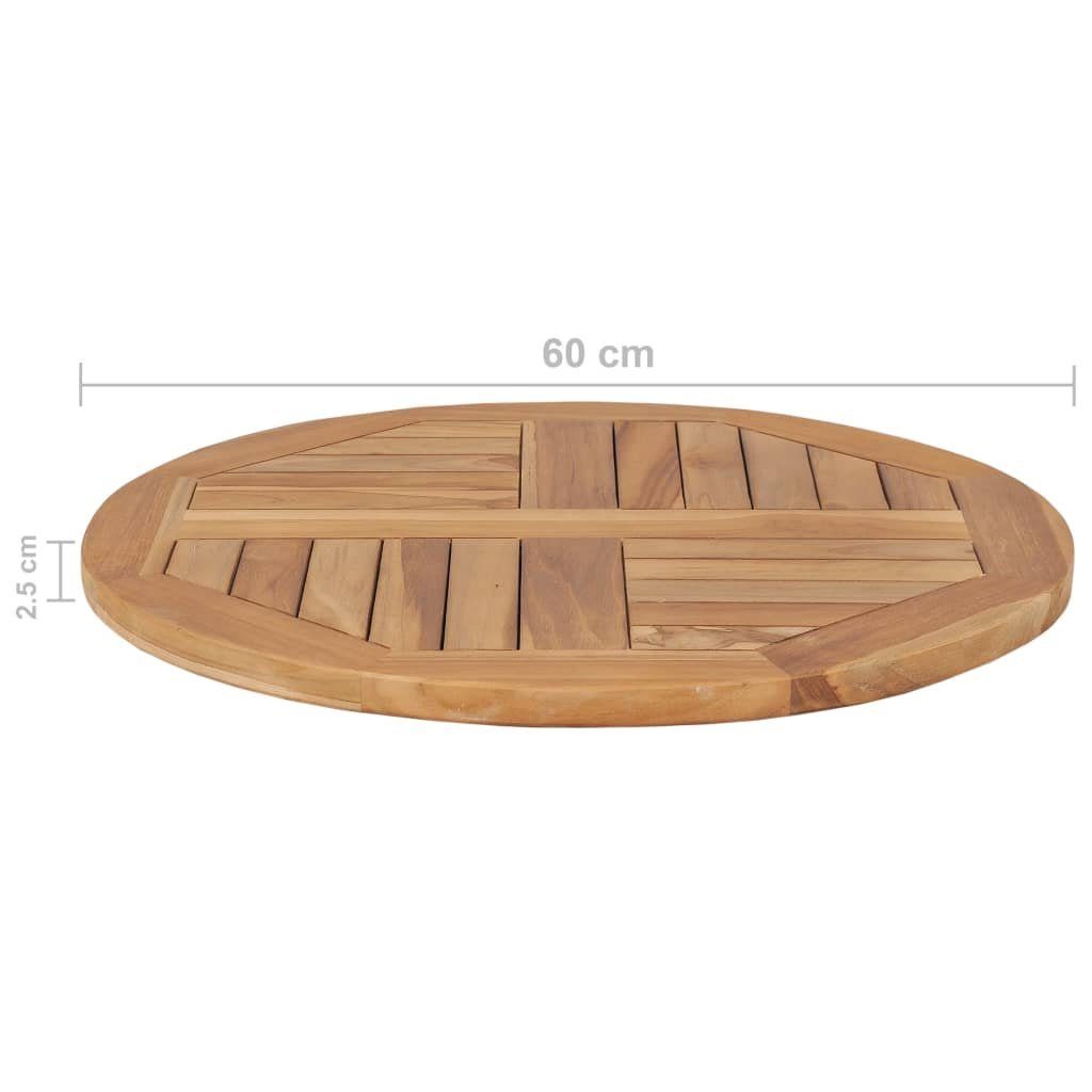 2,5 cm Tischplatte Rund Teak Massivholz (1 cm St) 60 furnicato