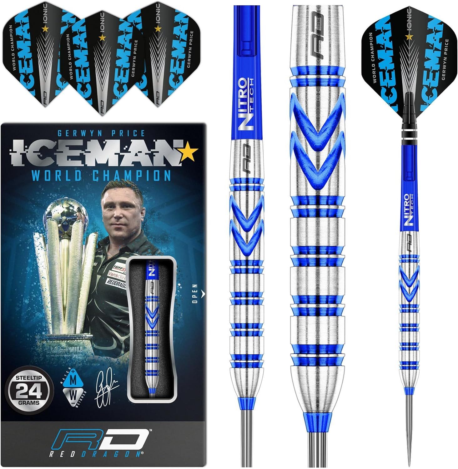 Dartpfeil RED DRAGON Gerwyn Price Iceman Originals 24 gr Tungsten Dartpfeile