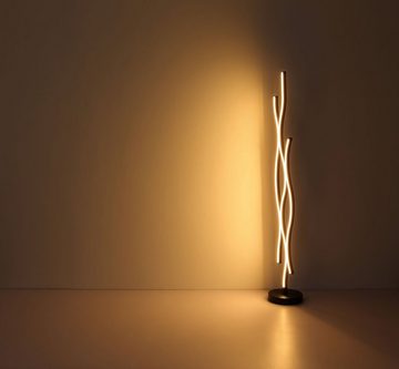 Globo LED Stehlampe Stehleuchte GERONIMO, 1-flammig, H 135 cm, Schwarz, LED fest integriert, Warmweiß, Weiß, Metall, Kunststoffschirm