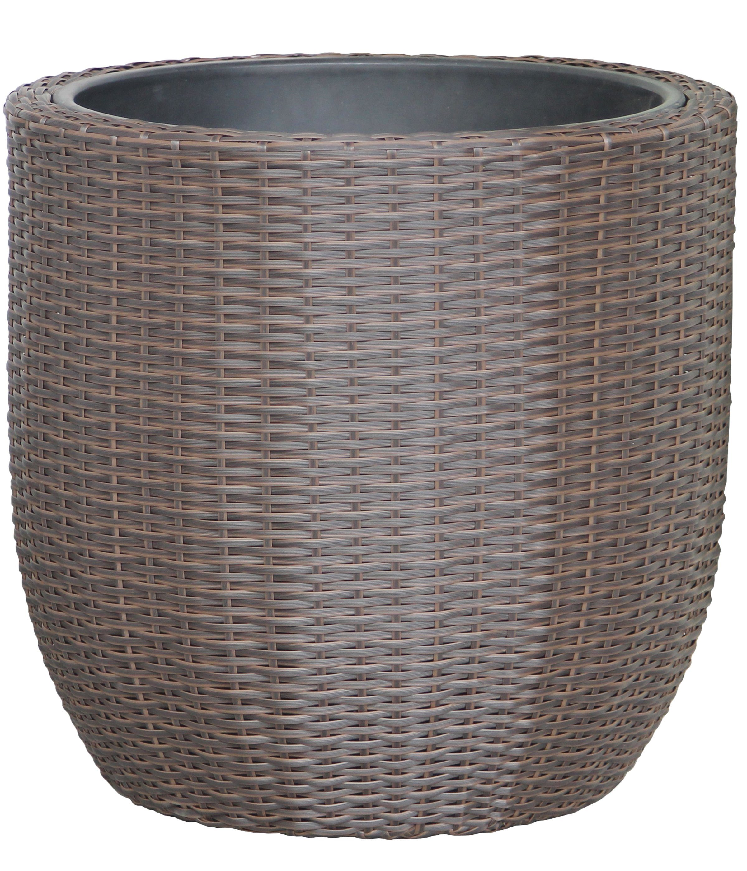 Dehner Blumentopf PolyrattanTopf mit Kunststoffeinsatz, braun
