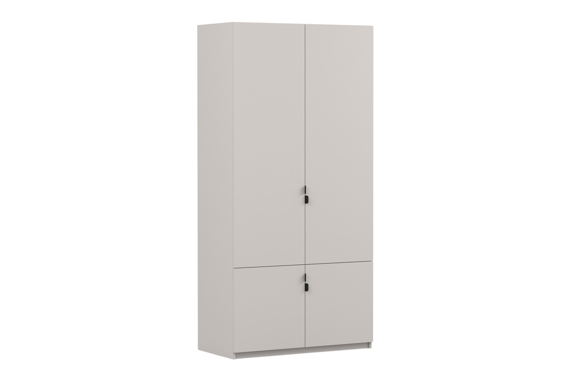 Deine Möbel 24 Kleiderschrank MANO Kinderkleiderschrank in Kaschmir Matt, 100 cm Breit (Set, 1-St., ideal für Kinderzimmer, Jugendzimmer, Schlafzimmer) Drehtürenschrank mit schwarzen Griffen, MANO - Kollektion