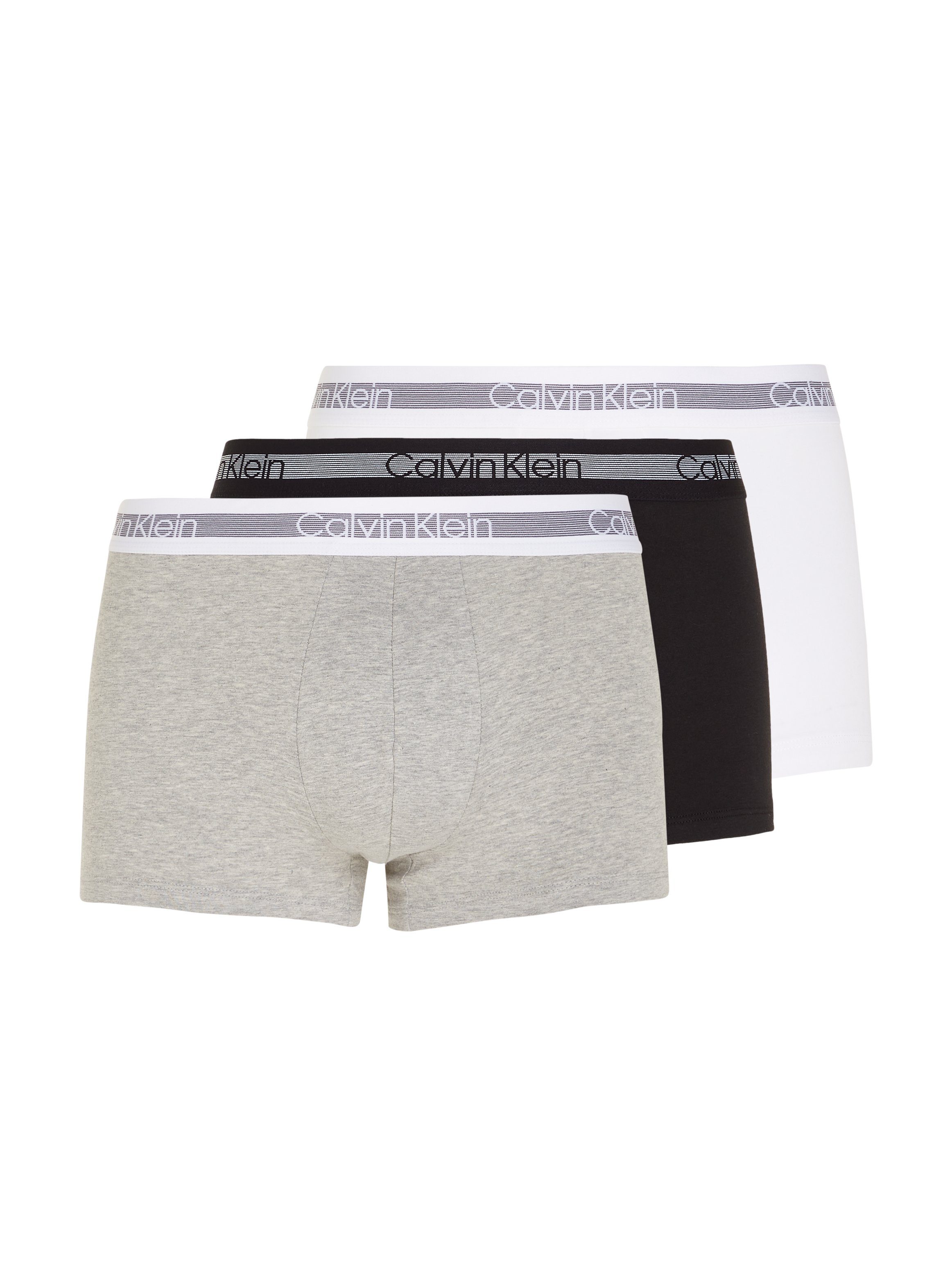 Calvin Klein Underwear Boxer Cooling (3-St) fein gestreifter Taillenbund GREY HEATHER/BLACK/WHITE | Boxershorts