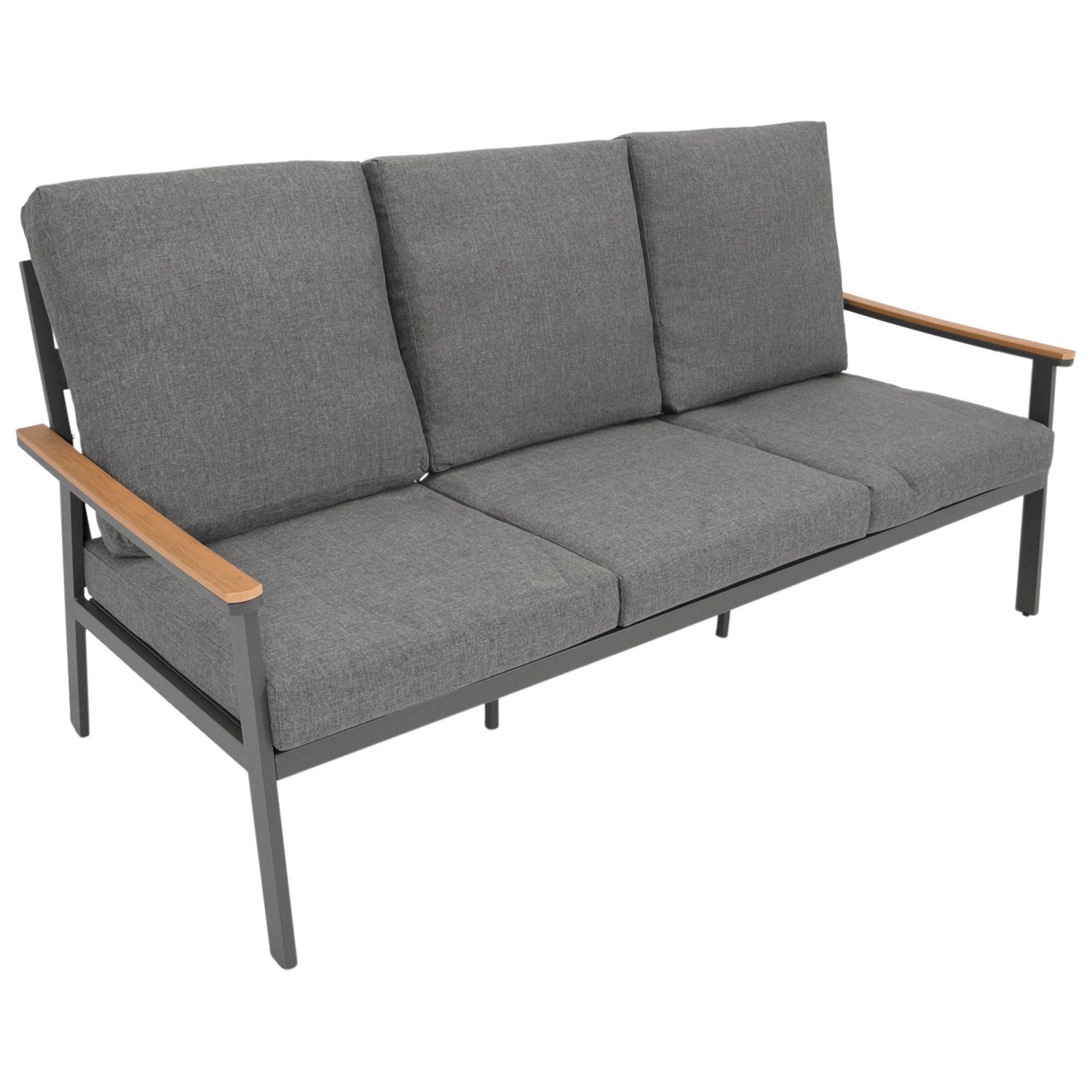 DEGAMO Gartenlounge-Set CALGARY 4-teilig, Aluminium anthrazit, Polster grau, extra grosse Ausführung
