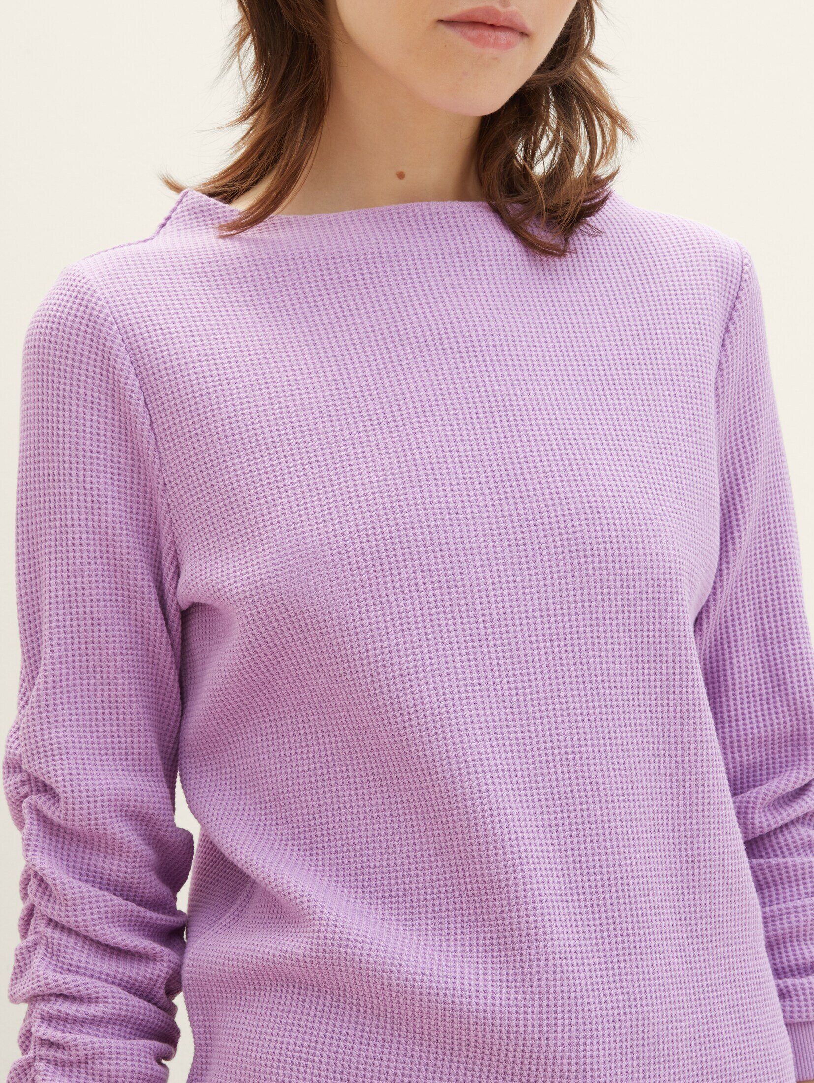 heather purple mit Sweatshirt Denim TAILOR Sweatshirt Falten TOM