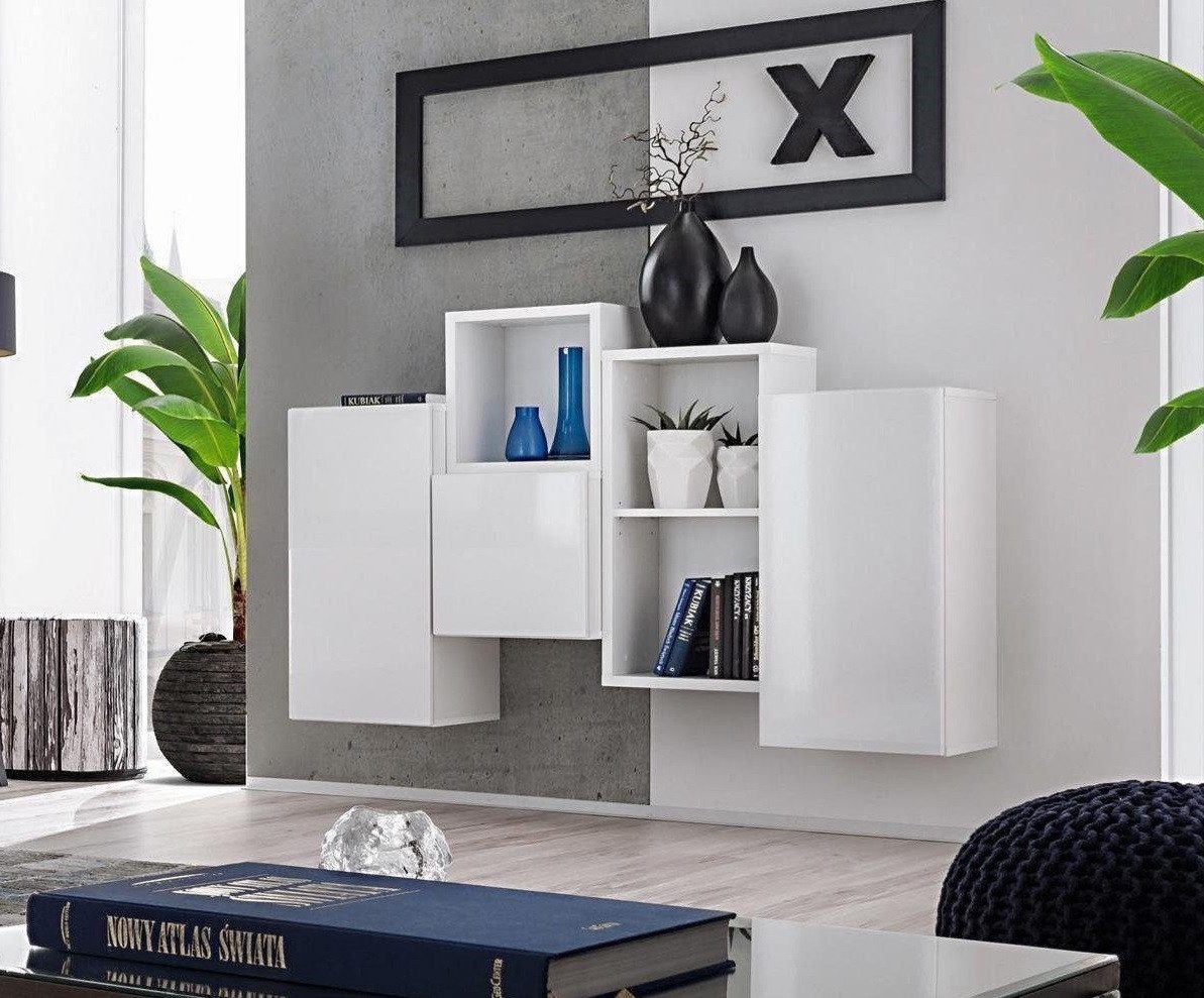 Xlmoebel Wandregal Lebensraum Weiß Gesamtwandregal Luxus Bücherregal Design Möbel, Hergestellt in Europa