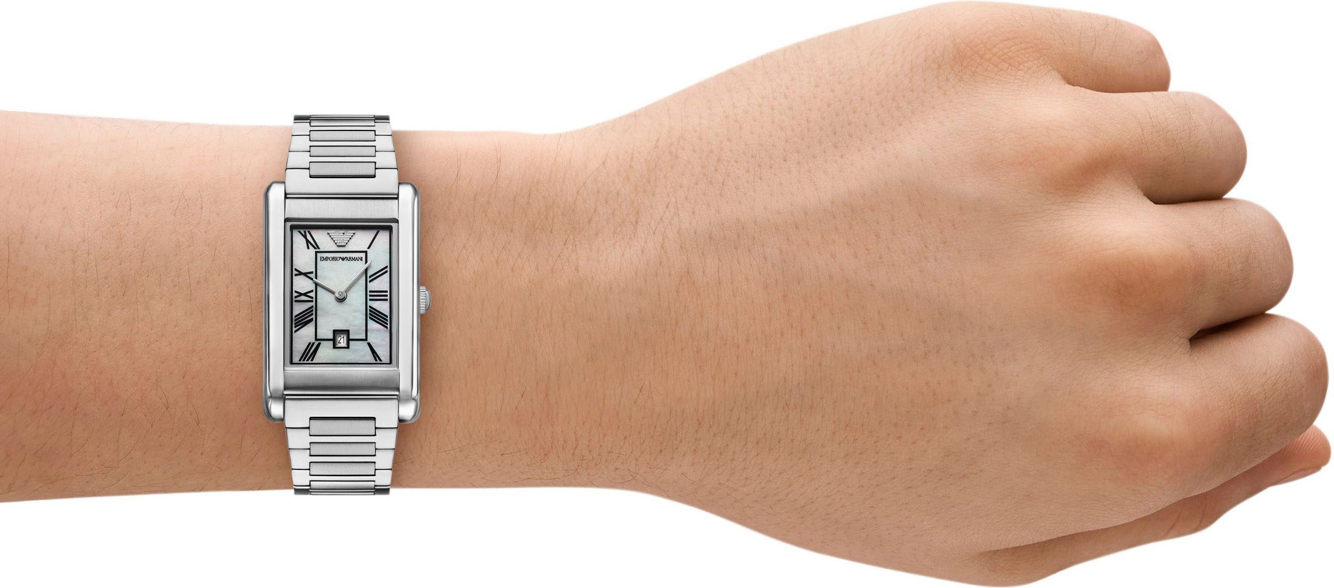 Emporio Armani Quarzuhr AR11664, Armbanduhr, Damenuhr, Herrenuhr, Edelstahlarmband, analog, Tag