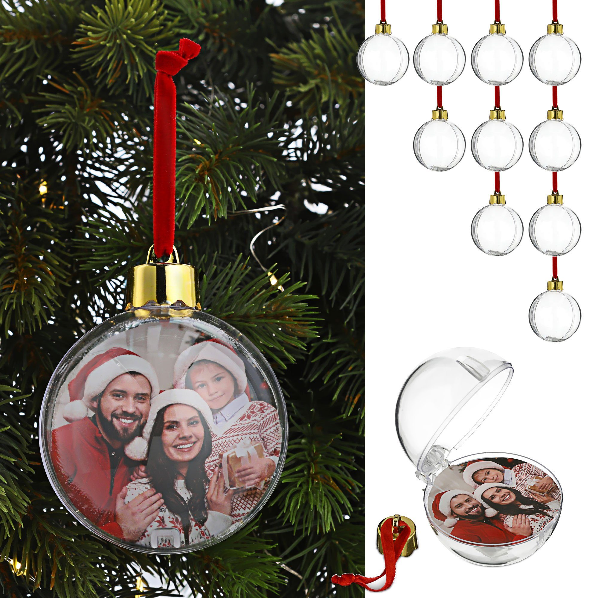 CEPEWA Christbaumschmuck DIY Christbaumkugel 12er Set Weihnachtskugeln mit Hänger