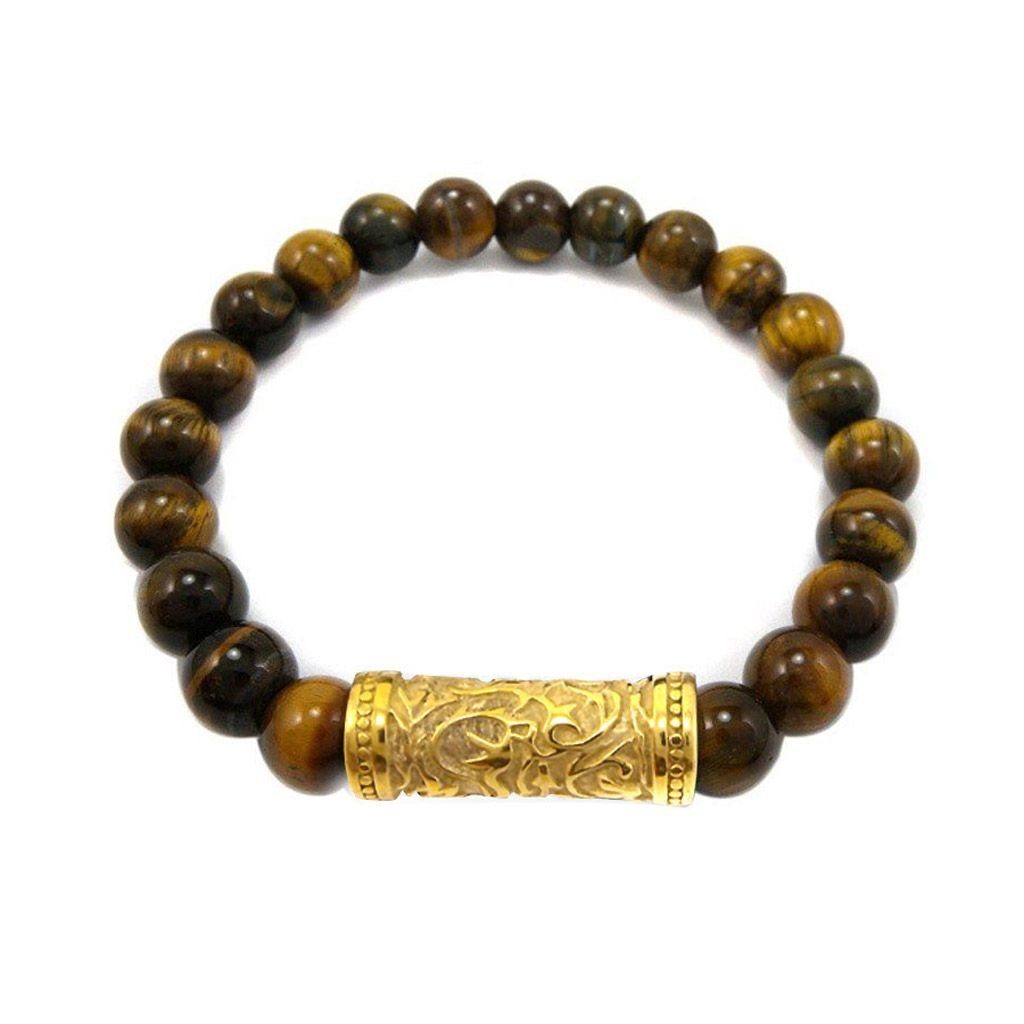 Kingka Armband "URBAN ROCKS" Stein Armband aus Tigerauge und vergoldetem Center Piece, mit Tigeraugen