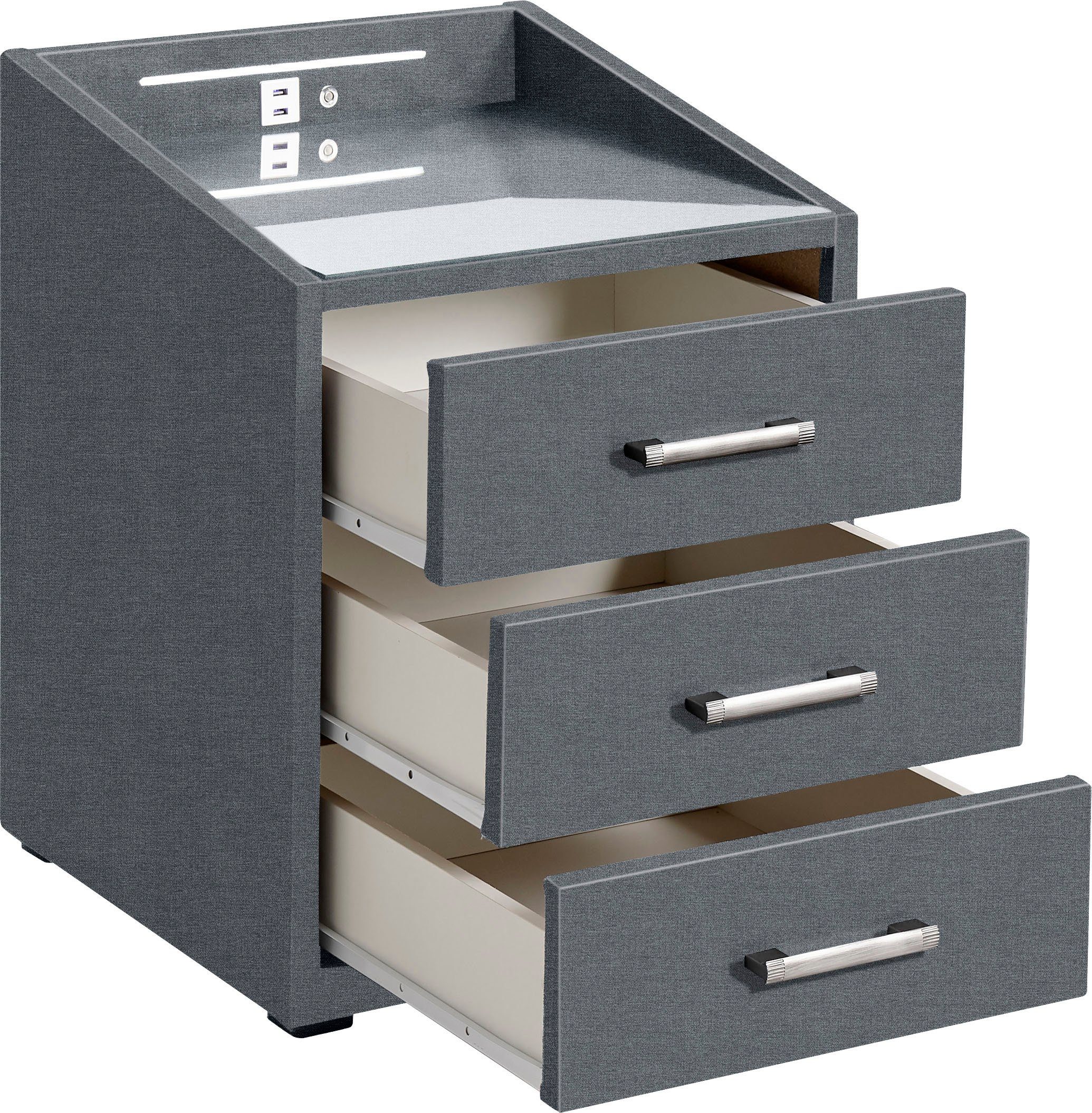 ED EXCITING DESIGN Nachtkonsole Moon, mit LED-Beleuchtung und USB-Anschluss & USB-C-Anschluss