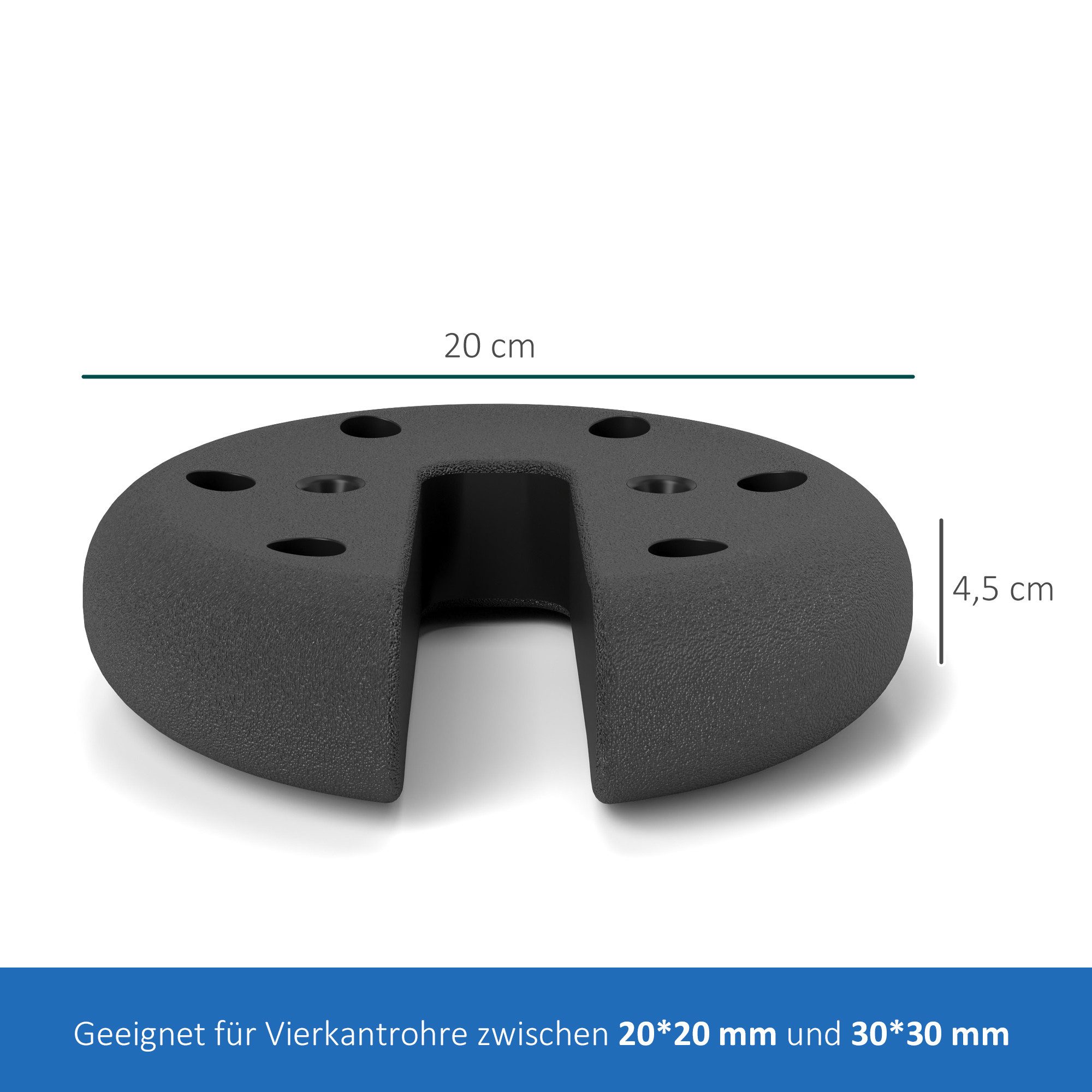 Outsunny Beschwerungsgewicht für Pavillon, Zelt, Vierkantrohre von Faltzelten zwischen 20x20 mm und 30x30 mm, (Pavillonstandfüße, 4-tlg., Gewichte), für Garten, Balkon, Schwarz