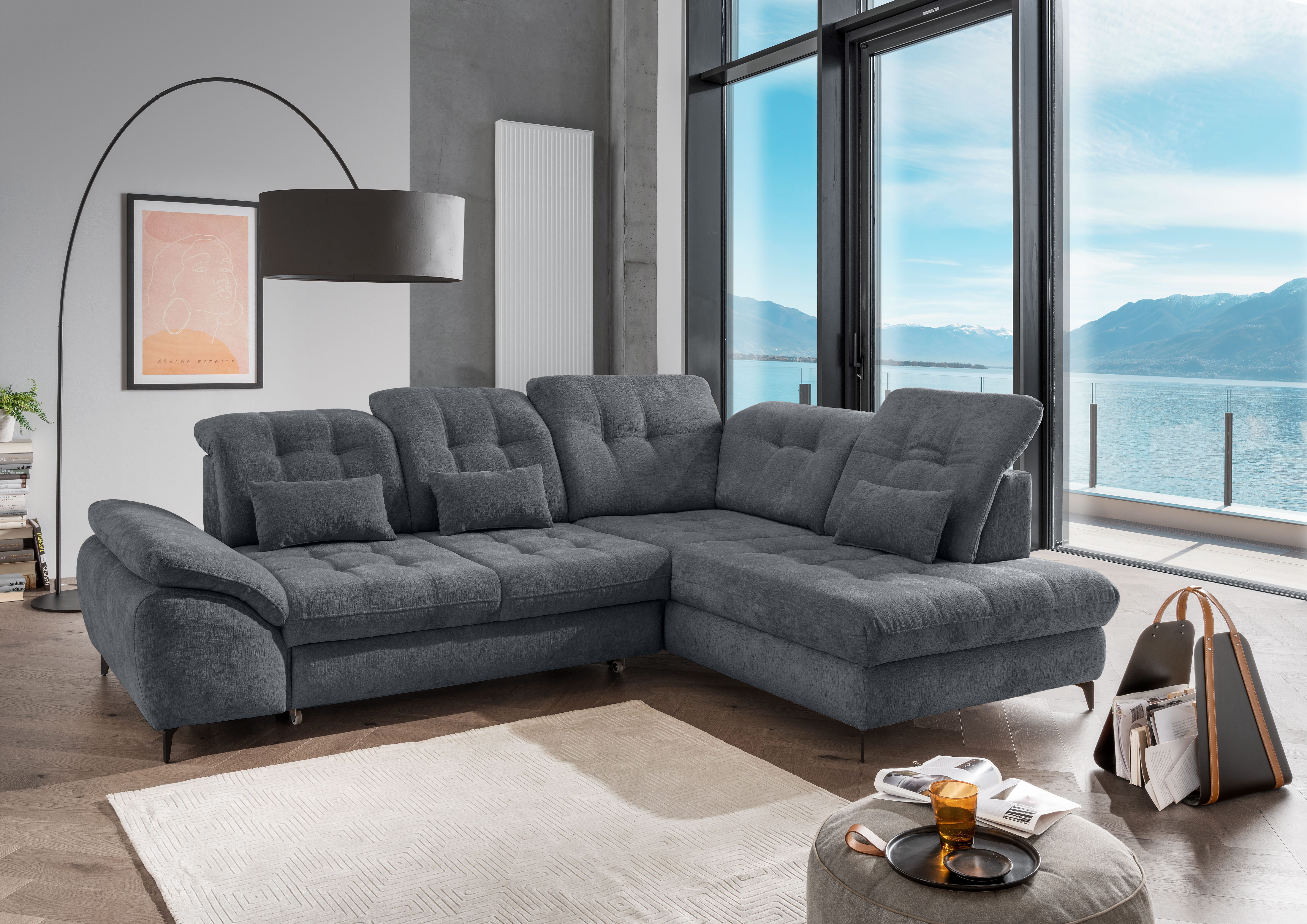 OTTO home Wohnlandschaft Delphino Multifunktionen, Bettfunktion, Breite 288cm, L-Form