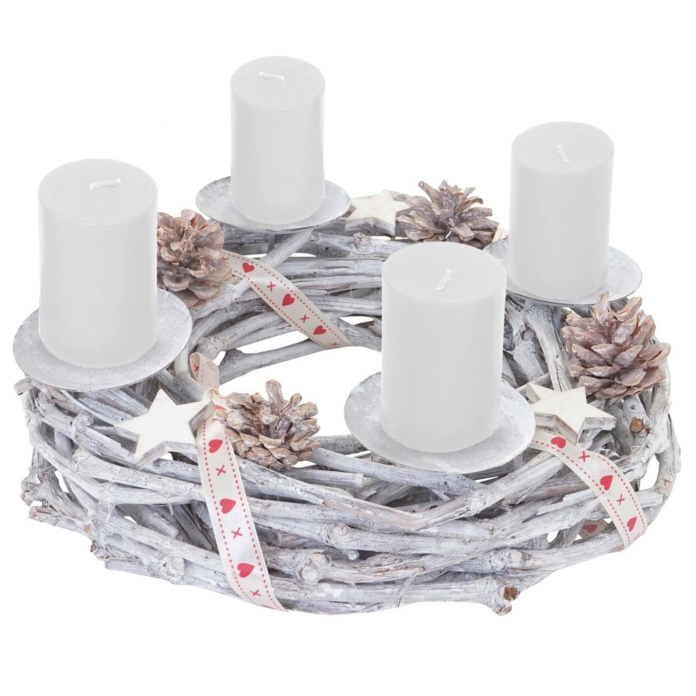MCW Adventskranz T783, Mit 4 Kerzenhaltern, Aufwendig geschmückt