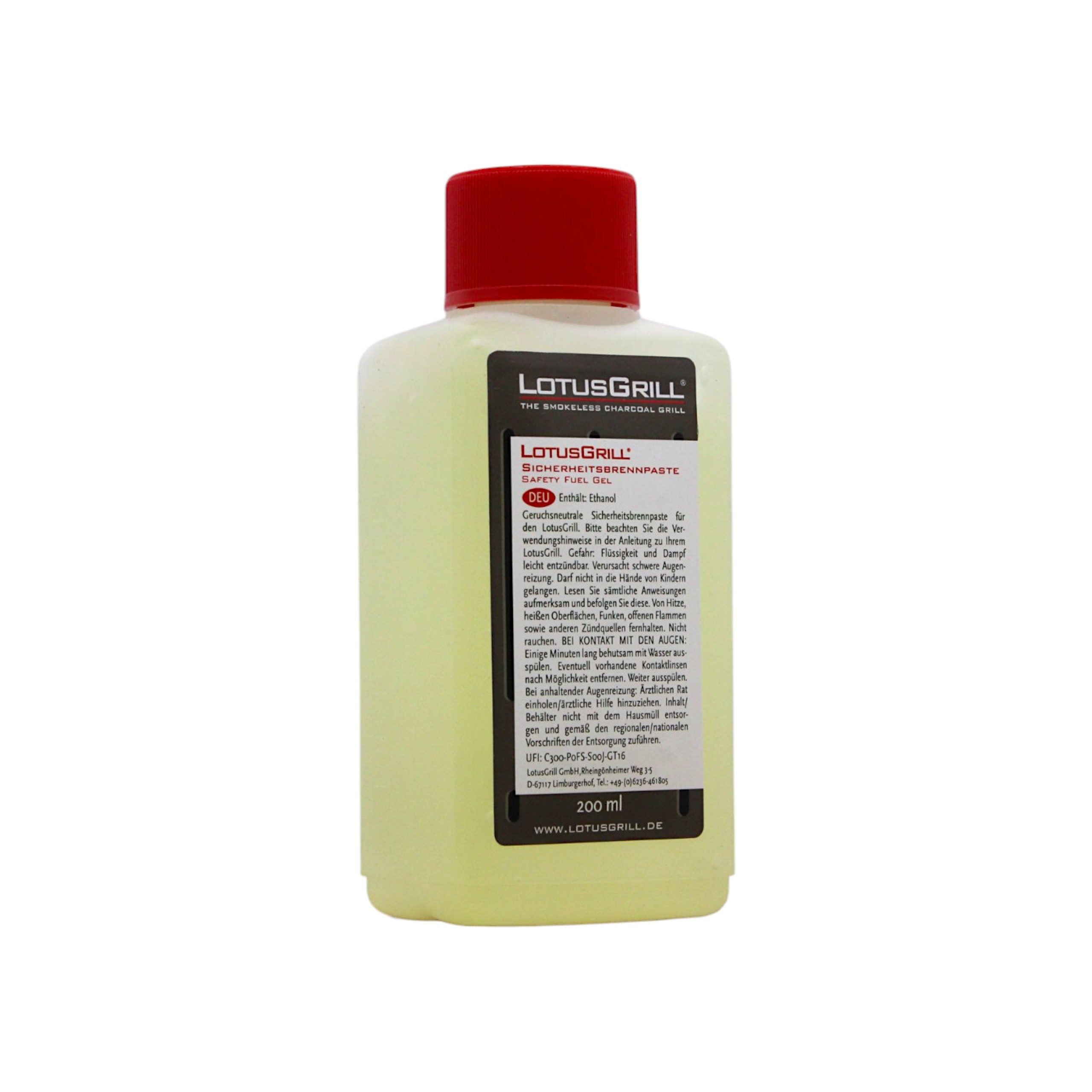 LotusGrill Brennpaste Brennpaste 200ml – Sicherheitsanzünder für rauchfreien Holzkohlegrill