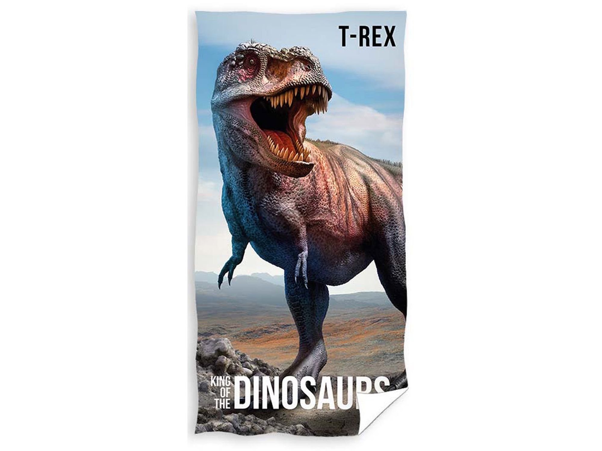 140cm Handtuch T-Rex x Strandtuch Carbotex Badetuch Dinosaurier Handtücher Duschtuch 70