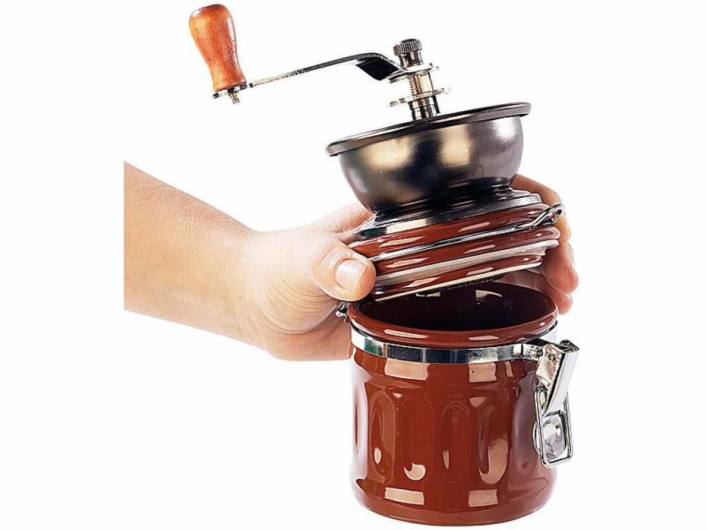 Rosenstein & Söhne Kaffeemühle Kaffeemühle Genua mit Aroma Behälter Kaffeemühlen Kaffee Mühle, Hochwertiges Keramikmahlwerk, Auffangbehälter