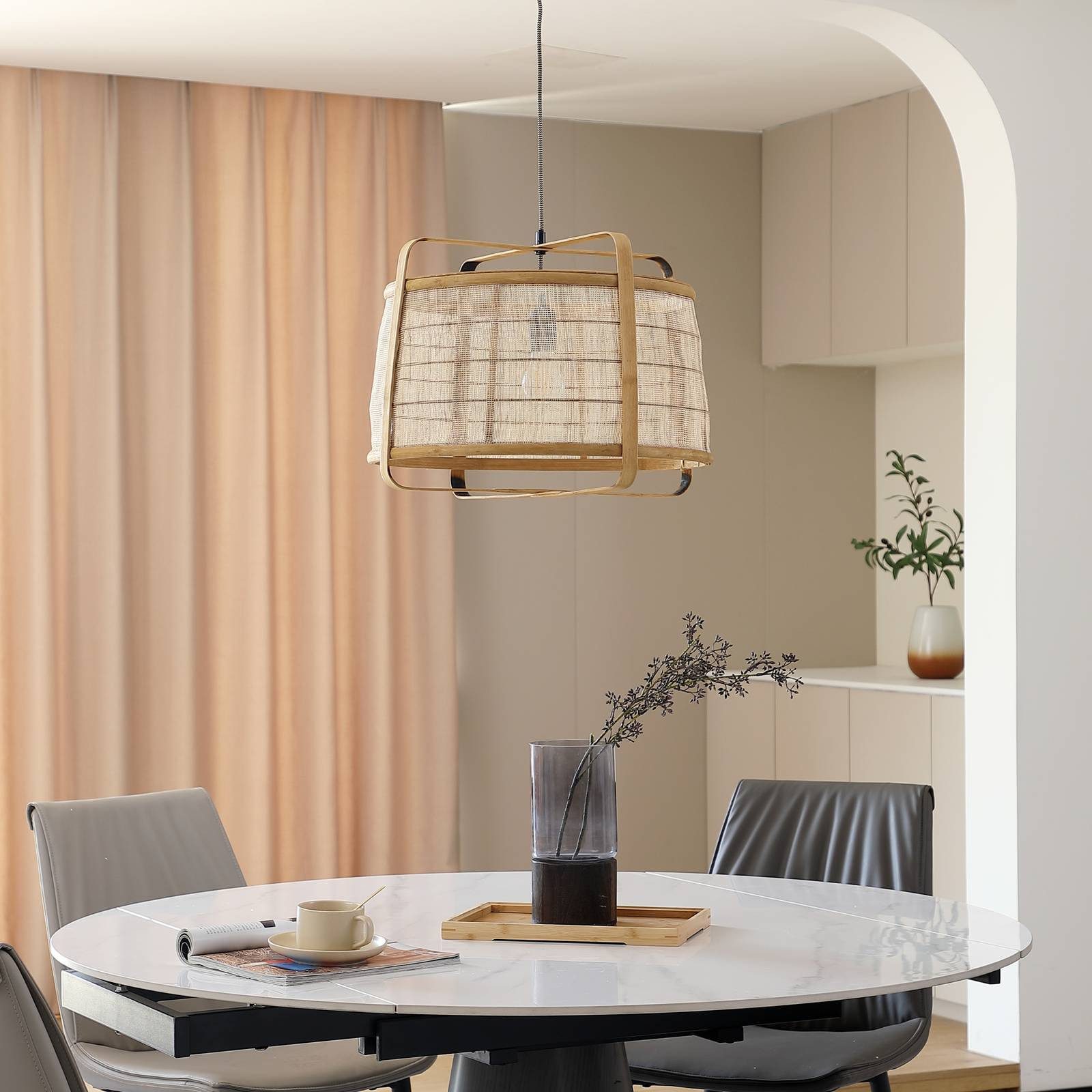 Lindby Hängeleuchte Liriana, Holz IP20, 1 x 15 W LED