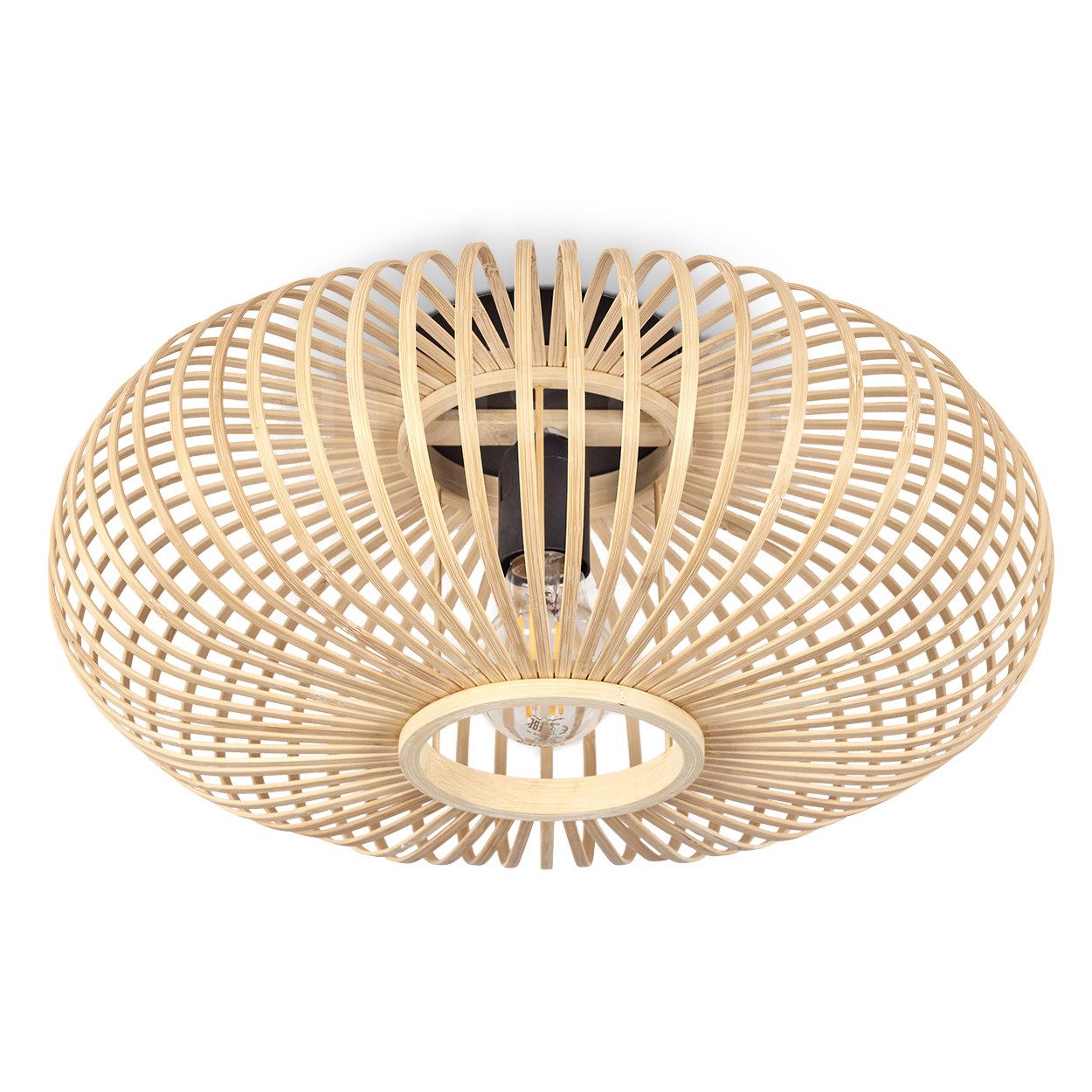 hofstein Deckenleuchte »Aidone« runde Deckenlampe aus Holz/Metall in Natur/ günstig online kaufen