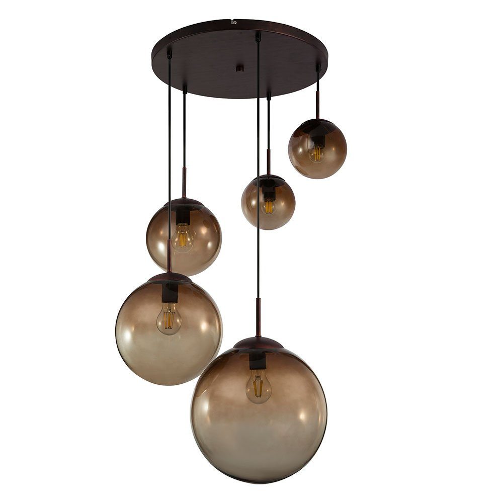 GLOBO LIGHTING Hängeleuchte, Leuchtmittel nicht inklusive, Design Decken Pendel Leuchte Glas Kugeln amber Wohn Zimmer Hänge Lampe