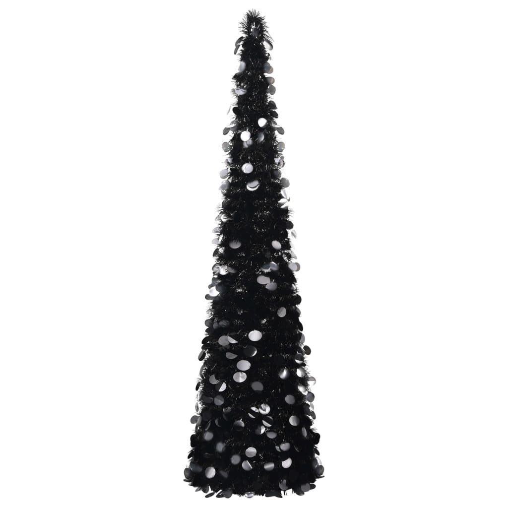 furnicato Künstlicher Weihnachtsbaum Künstlicher Pop-Up-Weihnachtsbaum Schwarz 150 cm PET