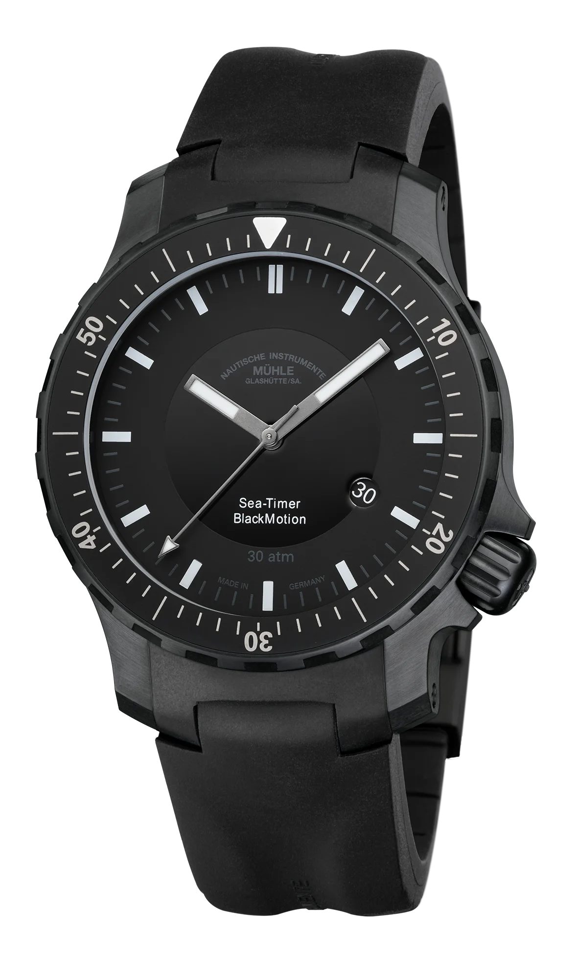 Automatikuhr Herrenuhr Mühle Glashütte Sea-Timer Black Motion mit Kautschukband