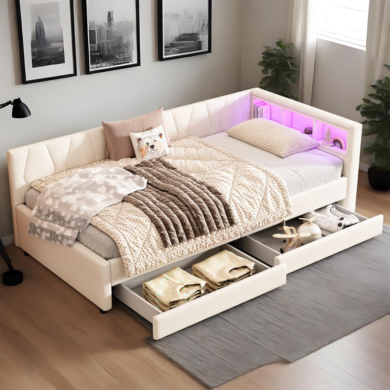 OKWISH Schlafsofa Polsterbett Stauraumbett, Kinderbett mit günstig online kaufen