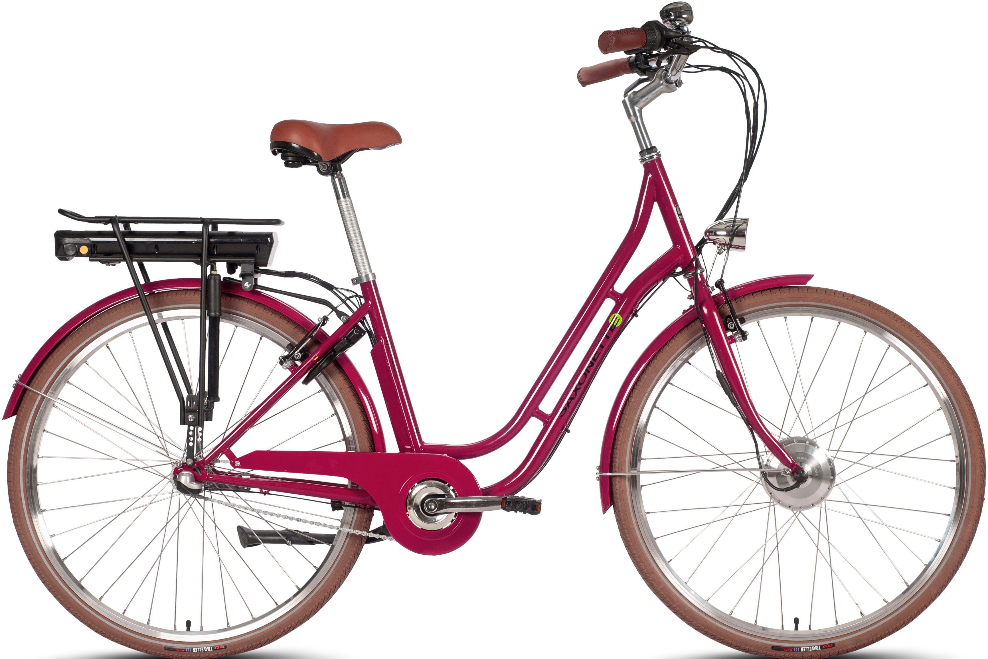 SAXONETTE E-Bike Cityrad Saxonette Style Plus 2.0, 3 Gang, Nabenschaltung, Frontmotor, 375 Wh, (mit Akku-Ladegerät), Pedelec, Elektrofahrrad für Damen u. Herren
