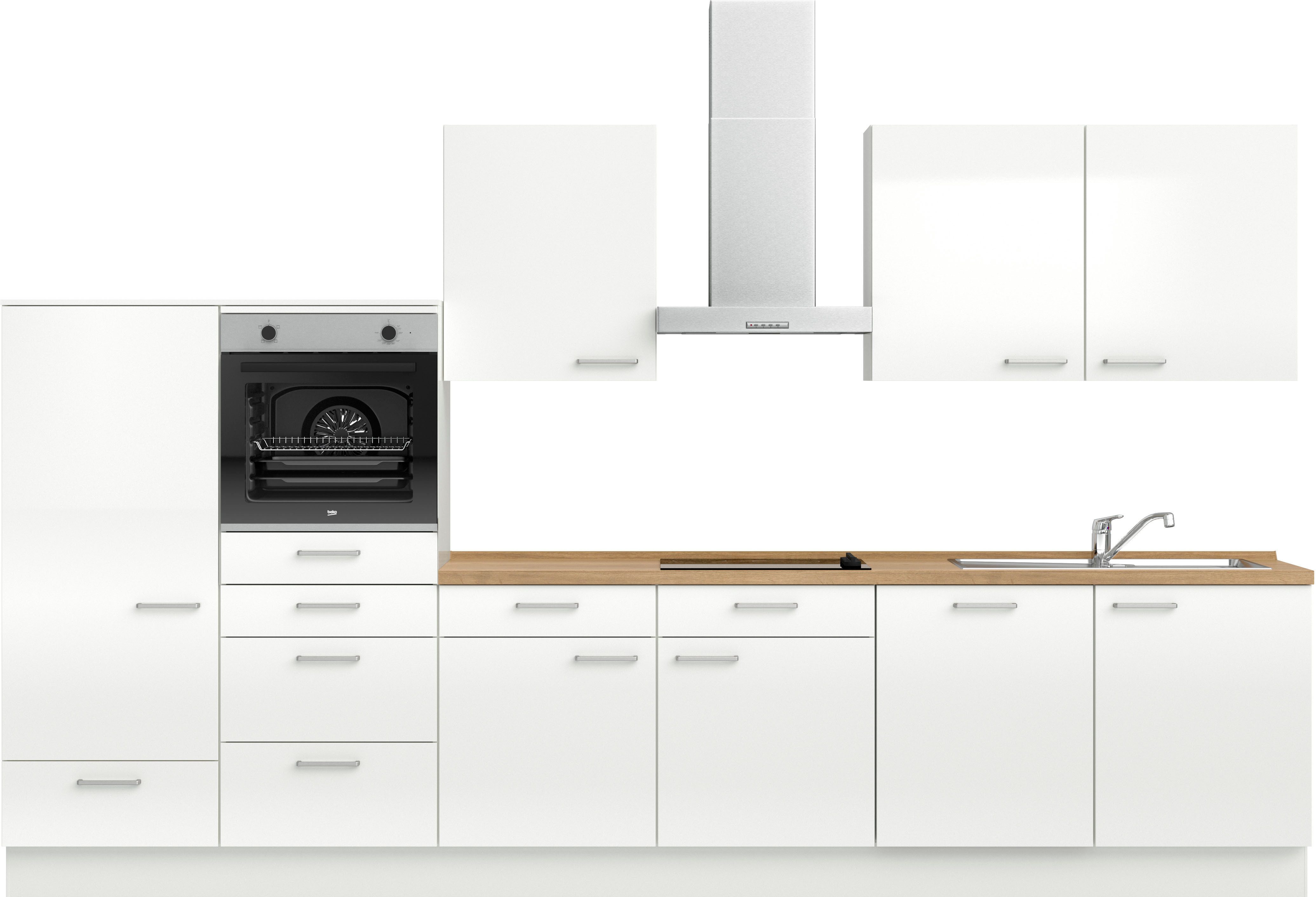nobilia® Küche "Flash I", NEU: individuell anpassbar mit gratis Profi-Beratung, vormontiert, Breite 360 cm, Ausrichtung wählbar, wahlw. mit E-Geräten
