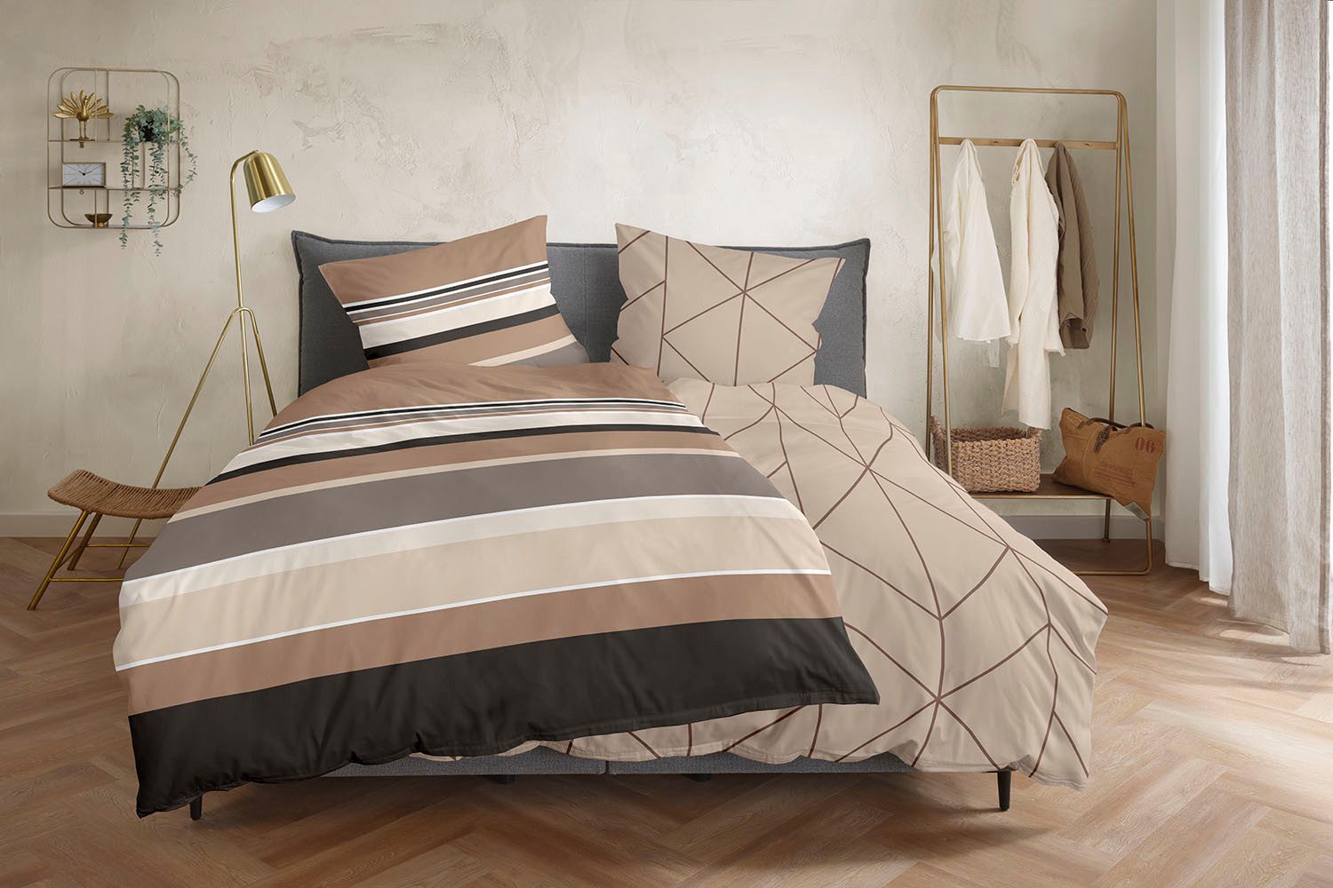 Primera Bettwäsche Satin-Bettwäsche Golden, Soft-Seersucker, 2 teilig