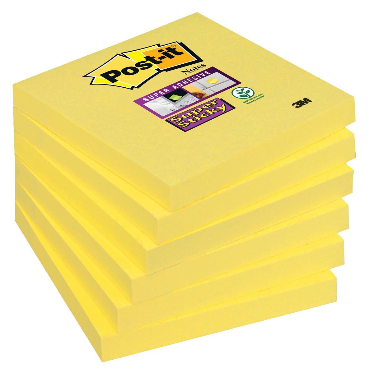 Post-it® Haftnotizblock Post-it® Super Sticky Notes Haftnotizen extrastark 654-S6 gelb 6 Blöck