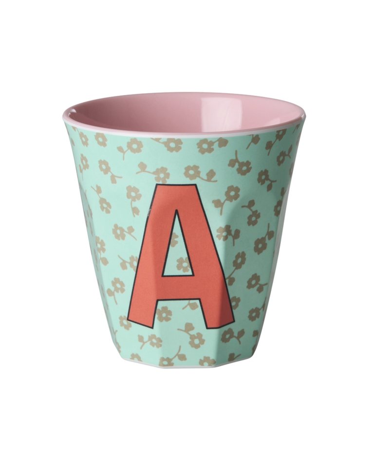 rice Becher Rice Buchstabenbecher – Melamin Tassen A–Z mit Blumen-Design, BPA-frei, 1-tlg., Melamin
