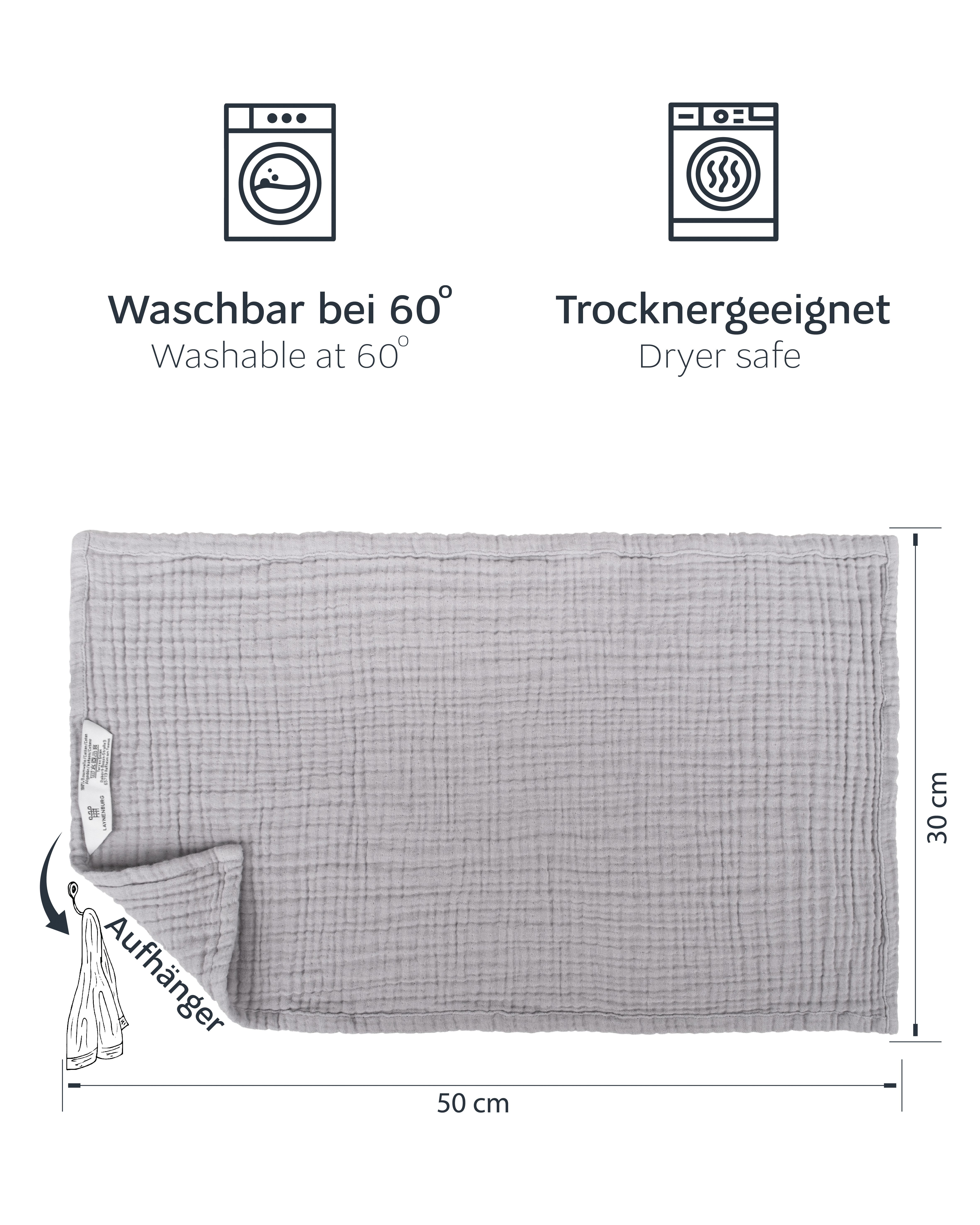 Laynenburg Spucktuch Baby 10er-Set in 30x50cm aus extra weichem Musselin - 100% Baumwolle, Musselin-tücher als Mulltücher, Mullwindeln oder Stoffwindeln