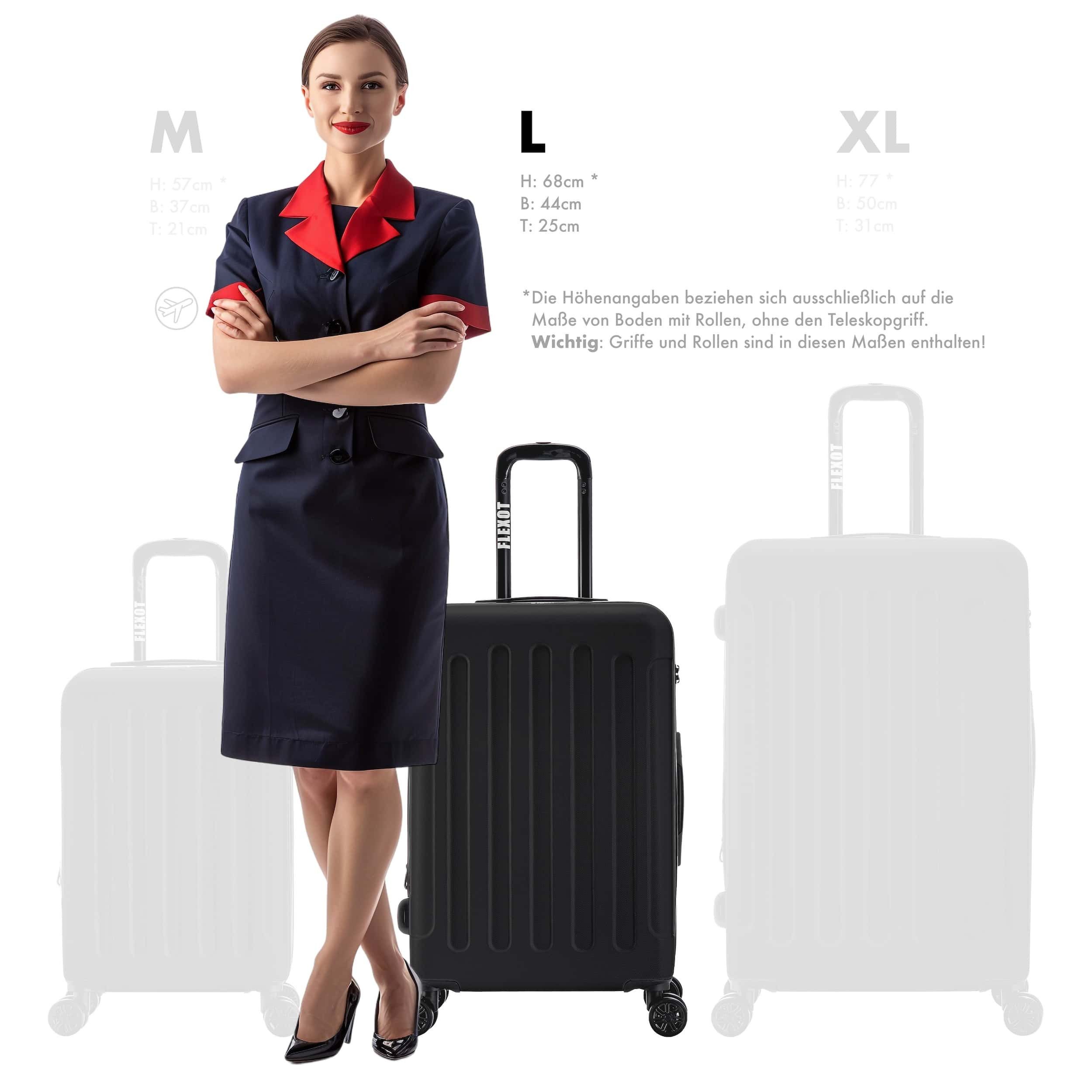 Flexot Hartschalen-Trolley F-3045 (Gr. M, L, XL) – Kofferset – ABS-Hartschale, 4 Rollen, Robuster und moderner Koffer mit vier 360° Rollen und Zahlenschloss – Bild 2 von 5