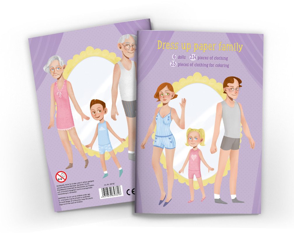 JUNAPACK Anziehpuppe Anziehpuppen zum Ausschneiden Papier Spielbuch mit Kleidungsstücken (1-tlg), Anziehpuppen zum Ausmalen aus Papier