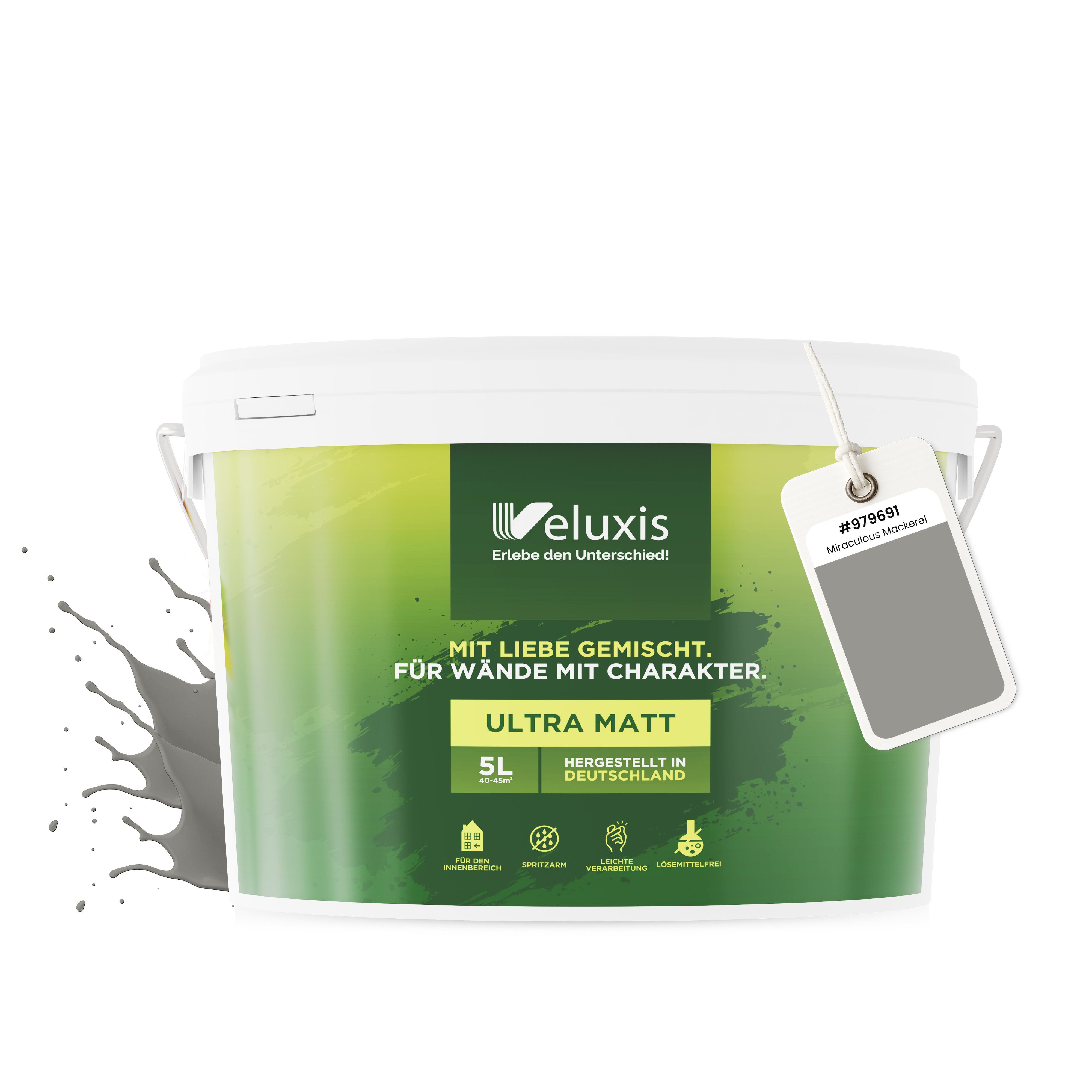 Veluxis Wandfarbe Veluxis® Wandfarbe Universal, Deckkraft-Klasse 1, Streifenfrei, tropfarm & VOC-frei