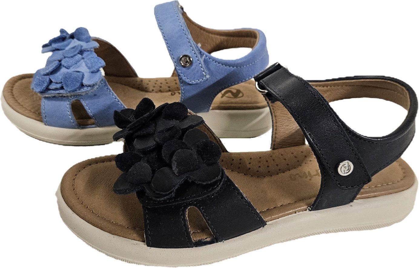 Naturino Mädchen Nappa Leder CERATO blau Blumen Gr. 30 31 33 Sandale aus echtem Leder