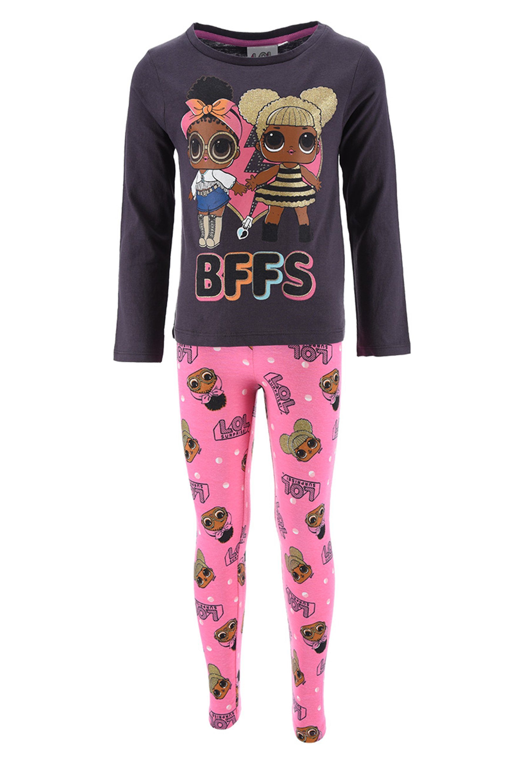 Schlafanzug Mädchen Set Langarm-Shirt Oberteil mit Leggings Hose