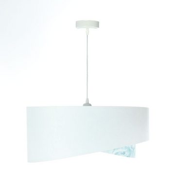 Licht-Erlebnisse Pendelleuchte KARIM, ohne Leuchtmittel, Ø 50 cm Weiß Hellblau marmoriert Wohnzimmer Stoff Metall E27 Modern