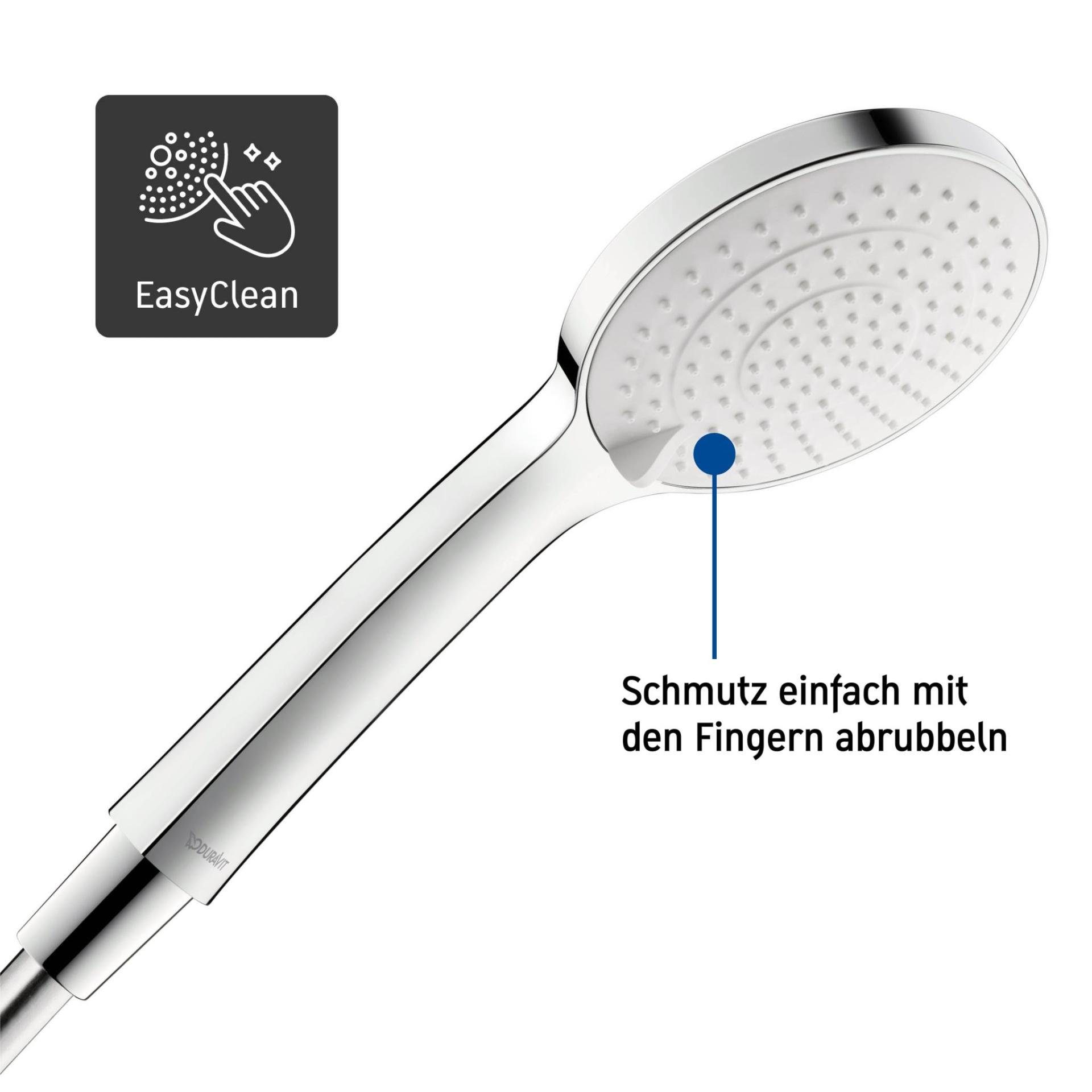 Duravit Badarmatur Handbrause 3jet 110 Duschbrause Duschkopf Silikonnoppen zur einfachen Reinigung