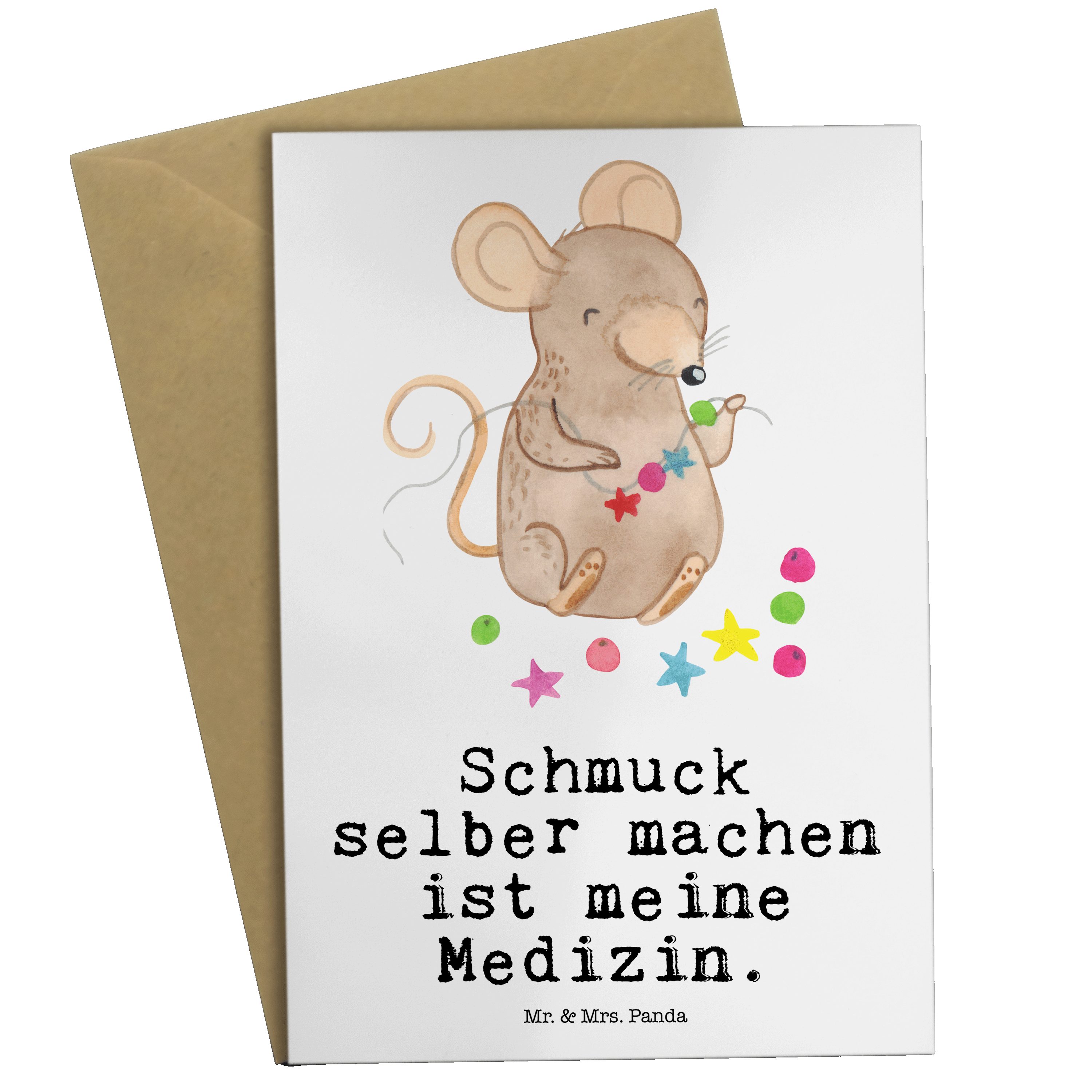 Mr. & Mrs. Panda Grußkarte Maus Schmuck selber machen Medizin - Weiß - Geschenk, Geburtstagskart