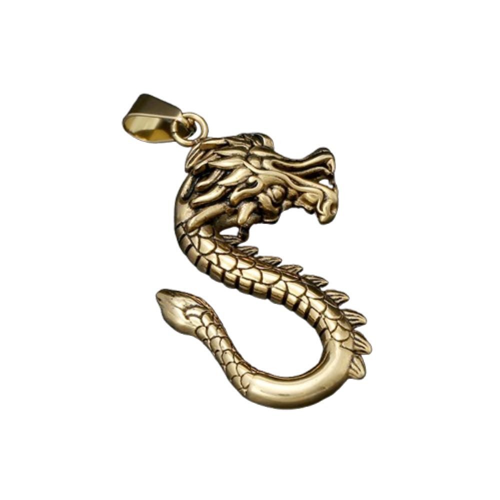 BUNGSA Anhänger Set Anhänger chinesischer Drache goldfarben aus Edelstahl Unisex