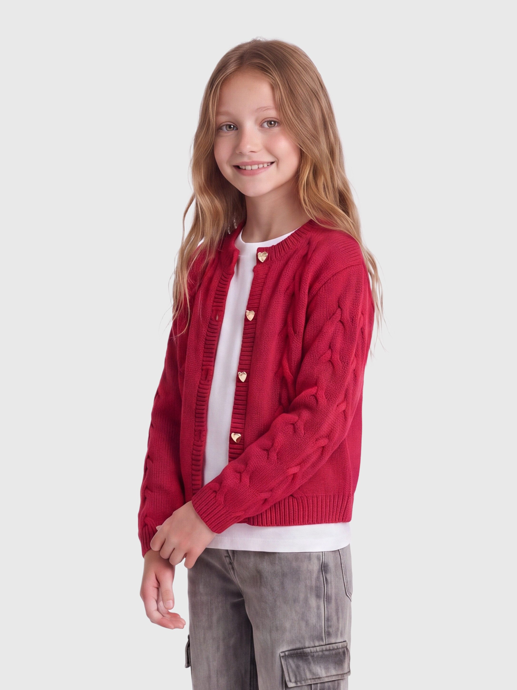 KIDS ONLY Strickjacke KOGPEPPE LS CABLE CARDIGAN KNT Baumwolle