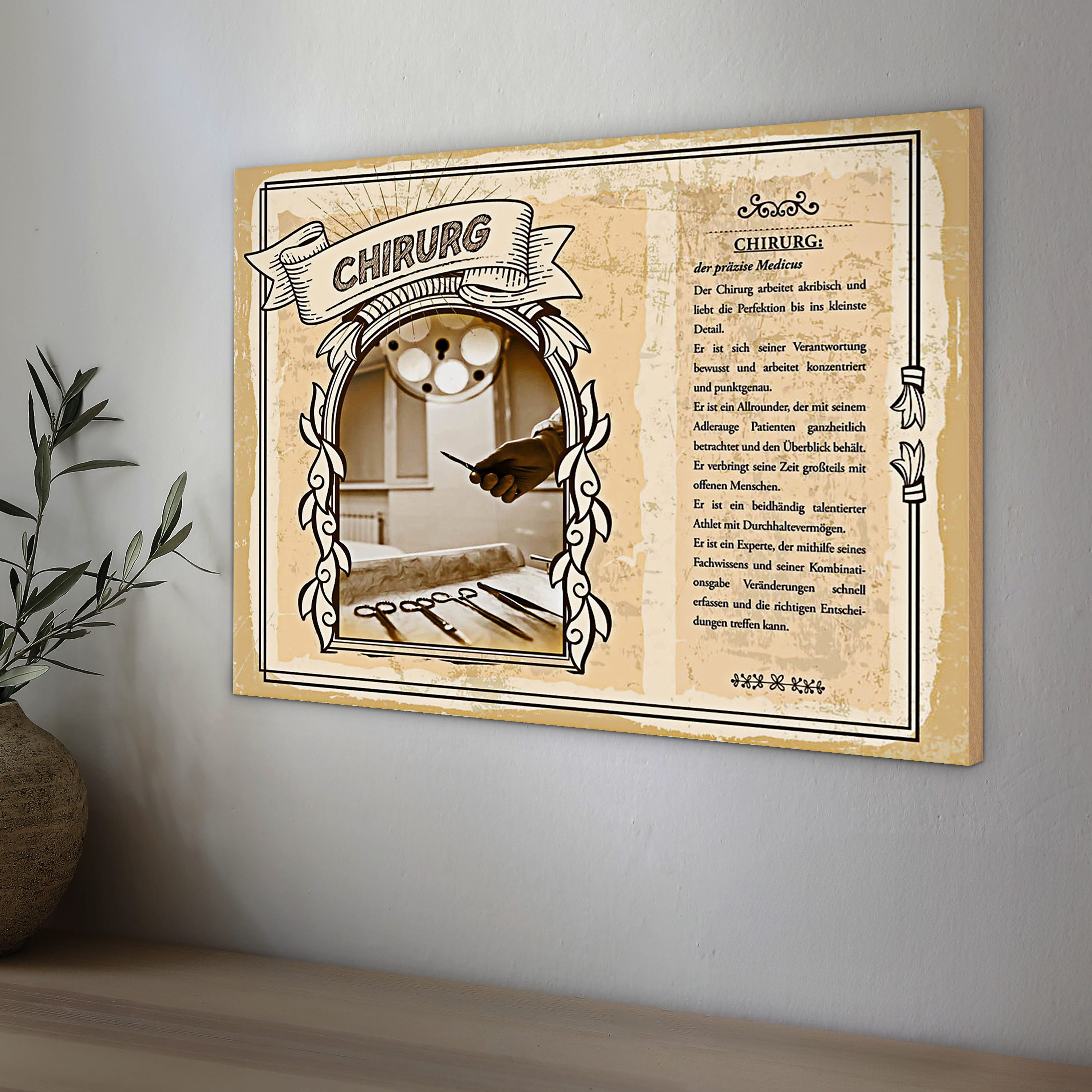 Roomando Holzbild Holzschild Berufe 30x20cm Chirurg präzis Medicus Perfektion