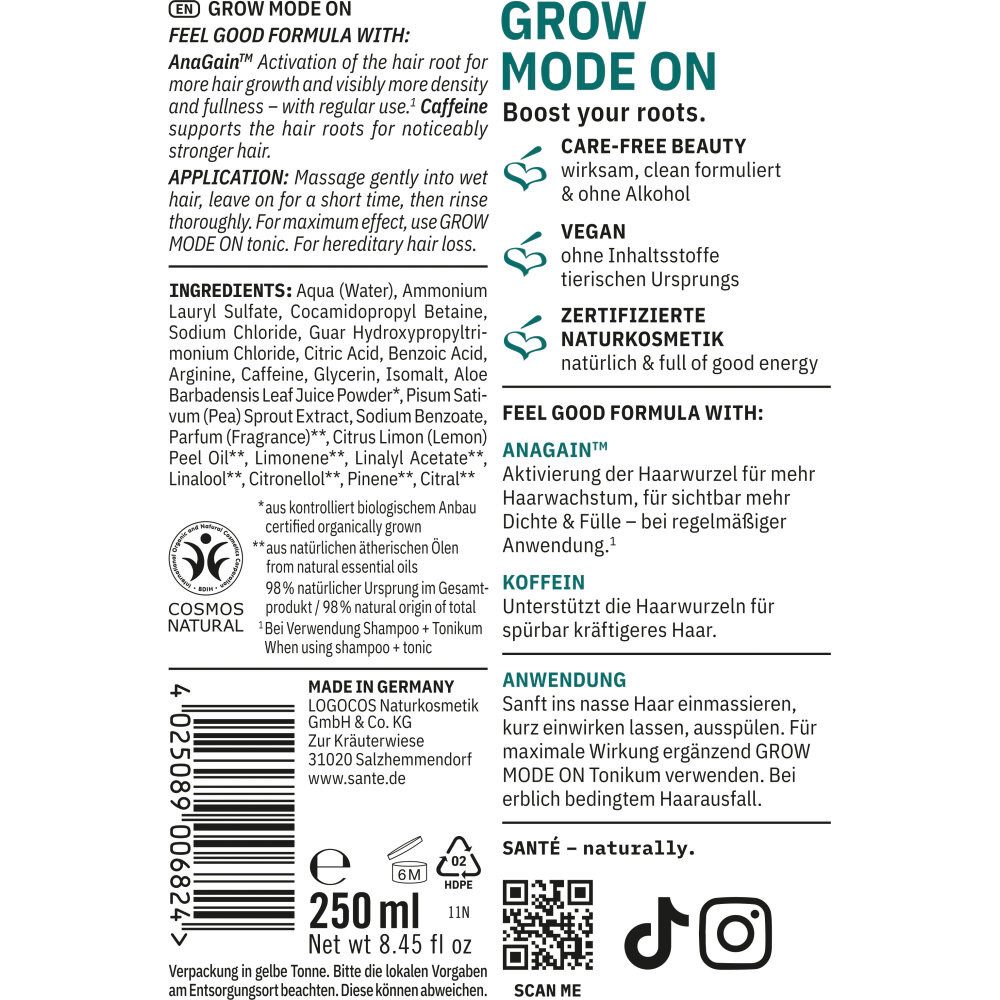 SANTE Haarshampoo Grow Mode On Shampoo, 250 ml