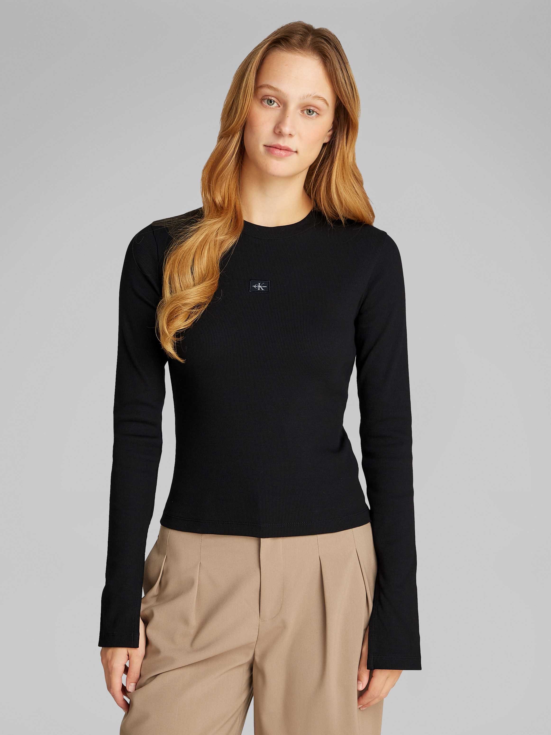 Calvin Klein Jeans Longtop WOVEN LABEL günstig online kaufen
