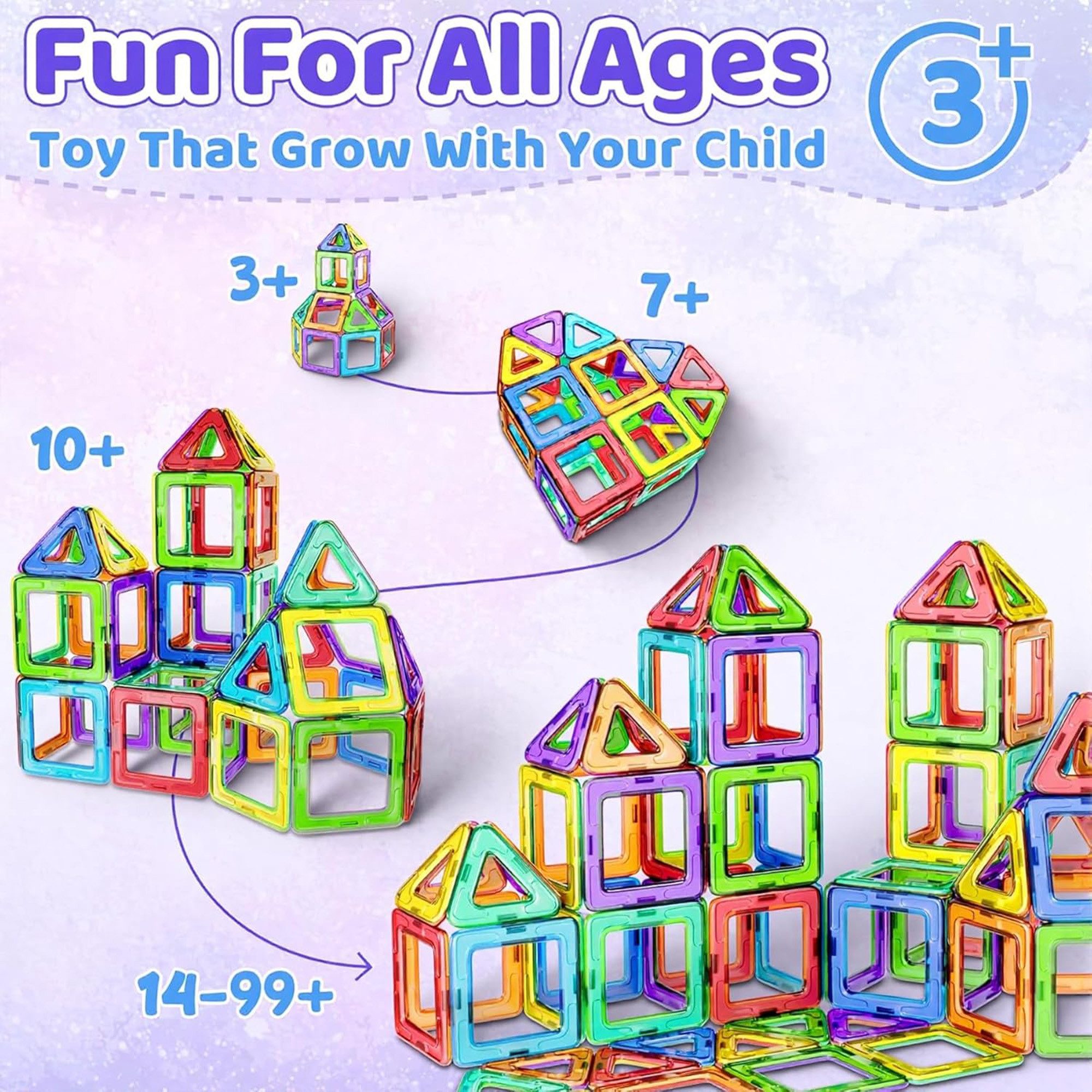 Luckice magnetische Bausteine, Lern- & Steckspiel, Kreativspielzeug für Kinder Magnetspielbausteine, (Set, 120 St., Für Kinder ab 3 Jahren – STEM-Spielzeug & Geburtstagsgeschenk), Leicht zu reinigen, Mit Aufbewahrungstasche, Glatte, abgerundete Kanten
